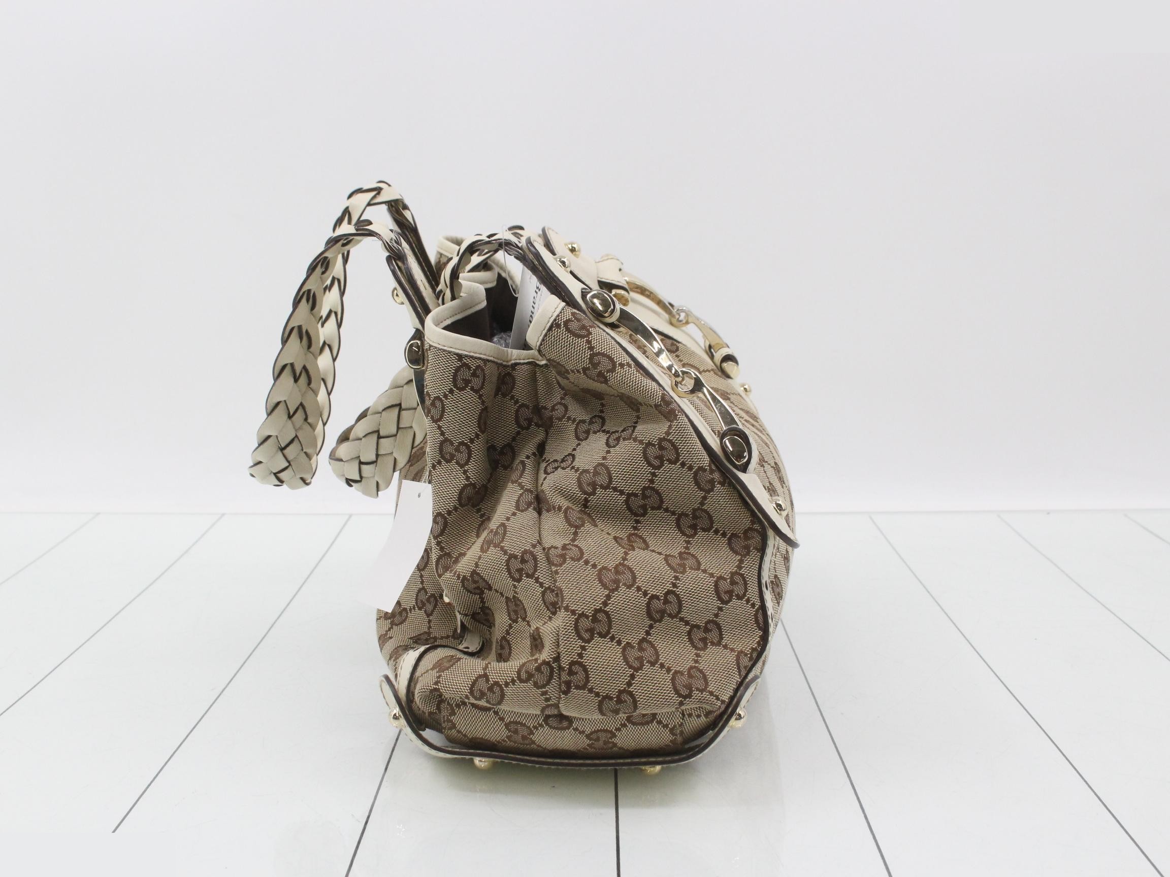 GG Canvas Horsebit Tote Bag Handbag (Woven Design) — view 3
