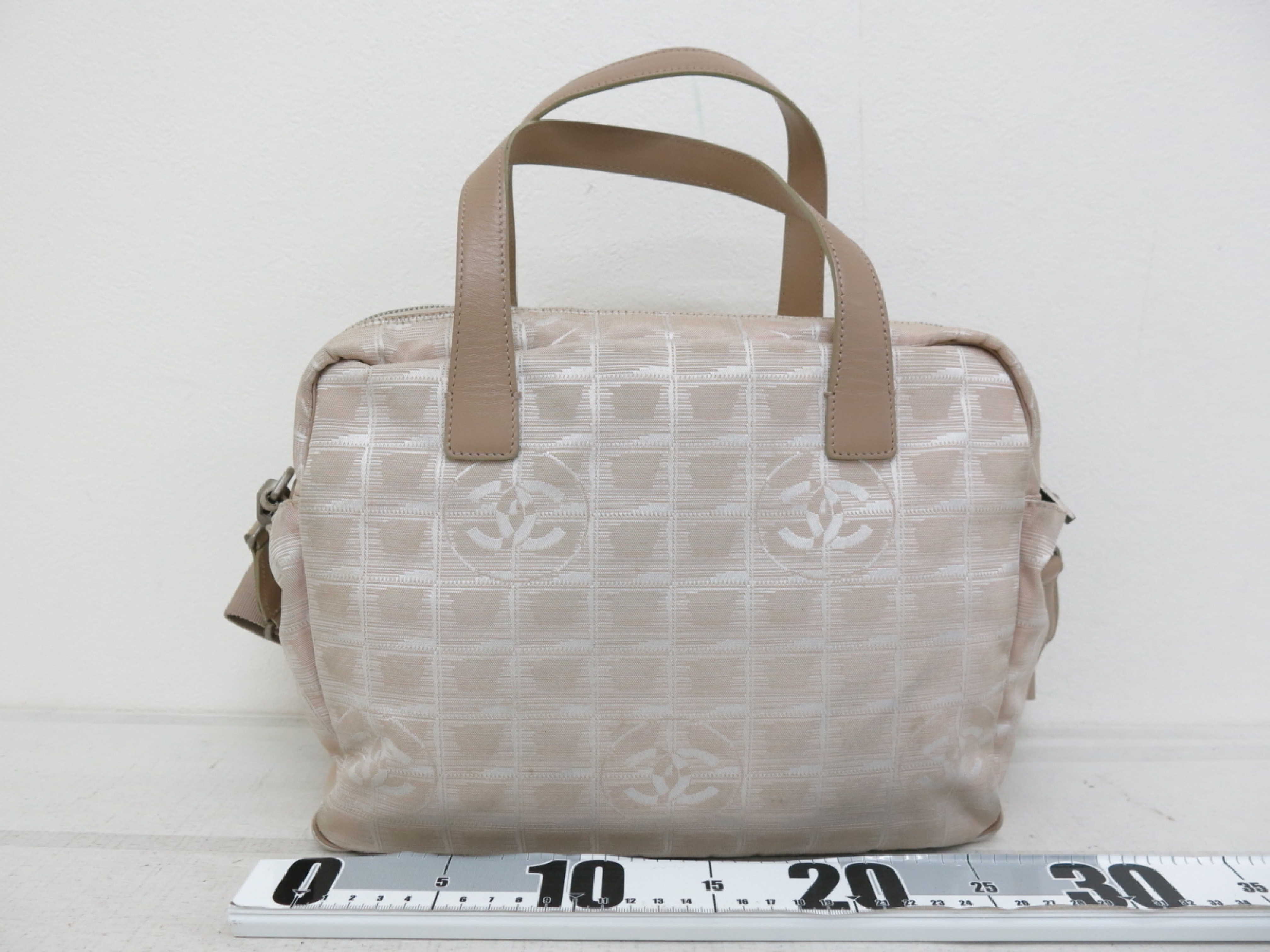 New Travel Line Calfskin Nylon Hand Tote Shoulder Bag Beige Shoulder Bag — view 2