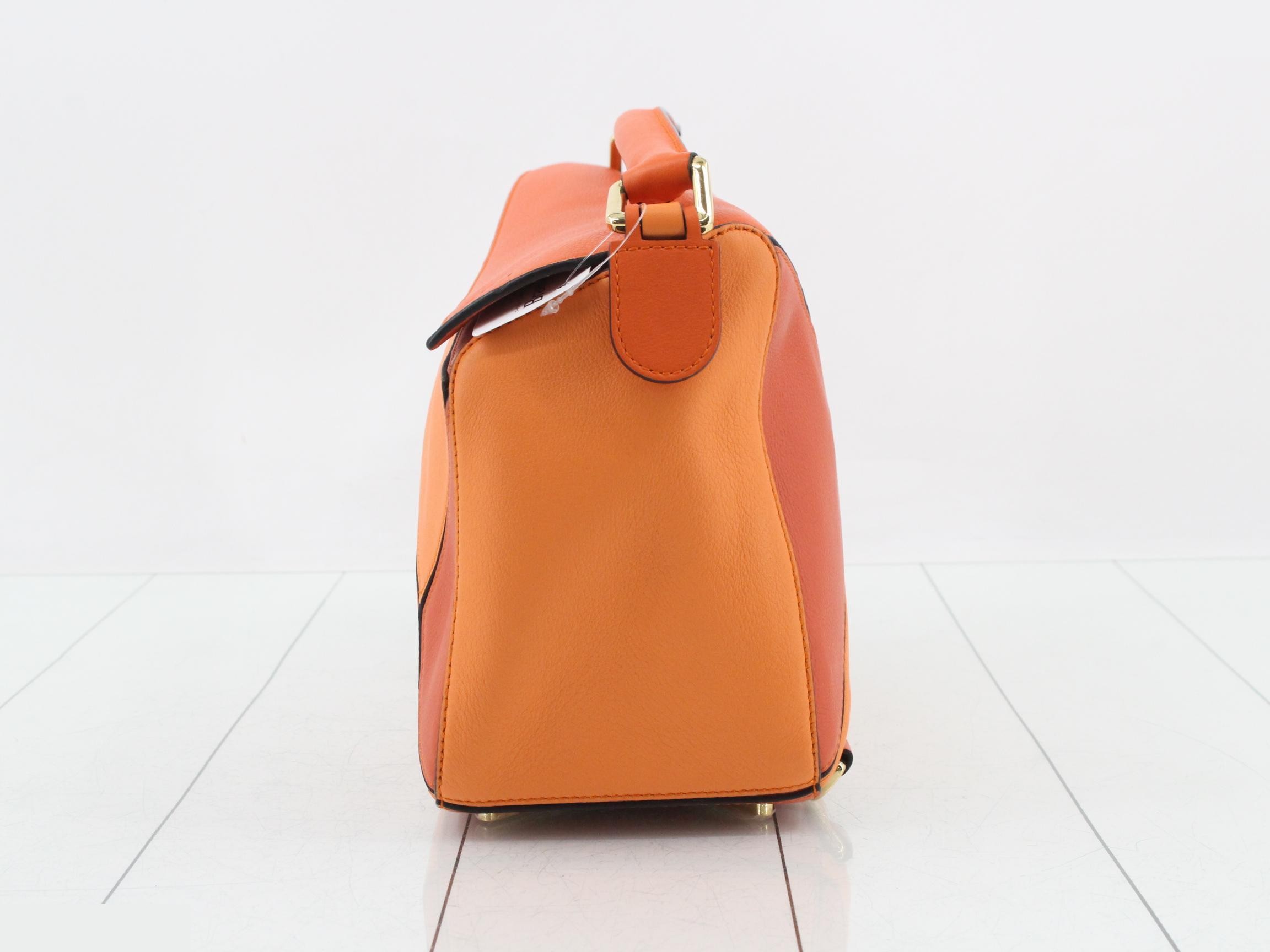 Puzzle Leather 2-Way Handbag, Orange — view 3