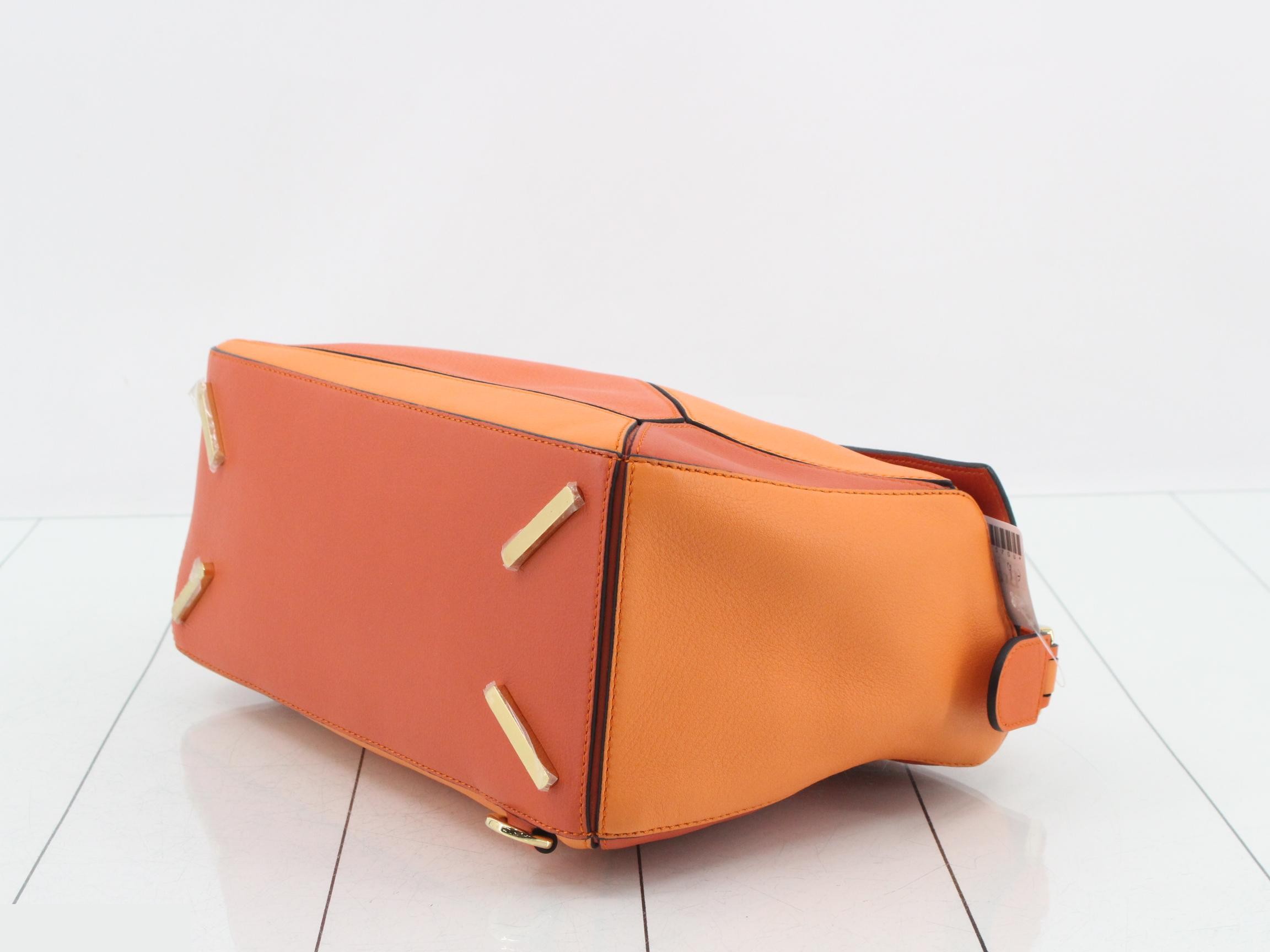 Puzzle Leather 2-Way Handbag, Orange — view 6