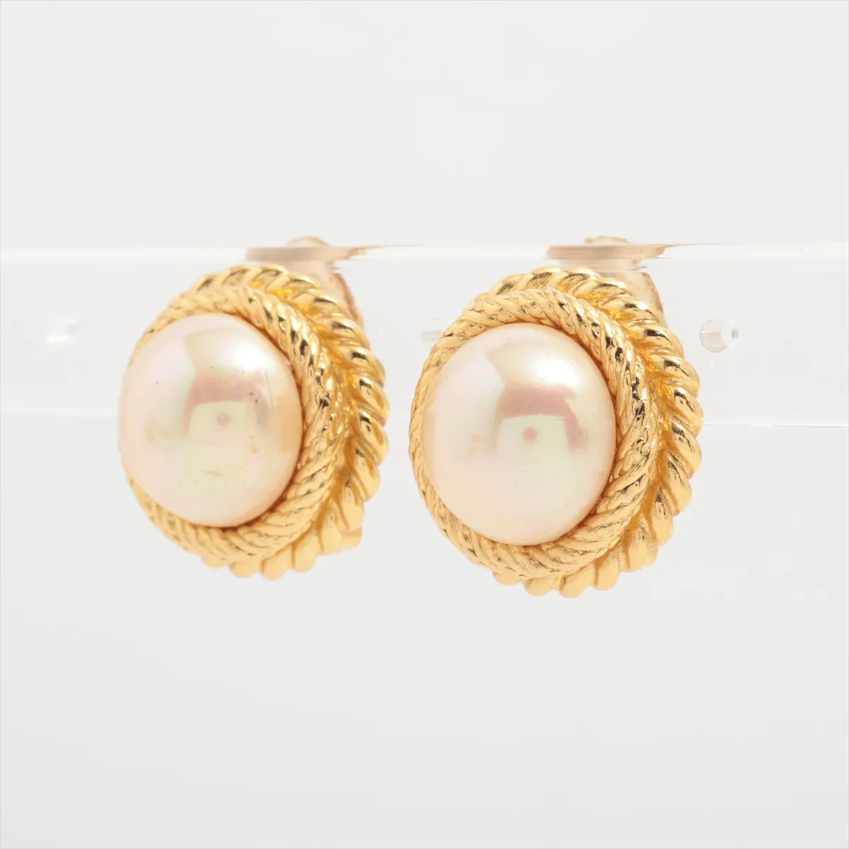 earrings (for both ears), GP x faux pearl, gold, — view 3