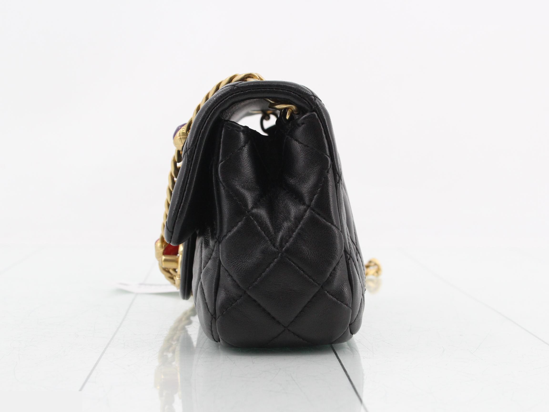Matelassé Lambskin Colored Stone Shoulder Bag — view 3