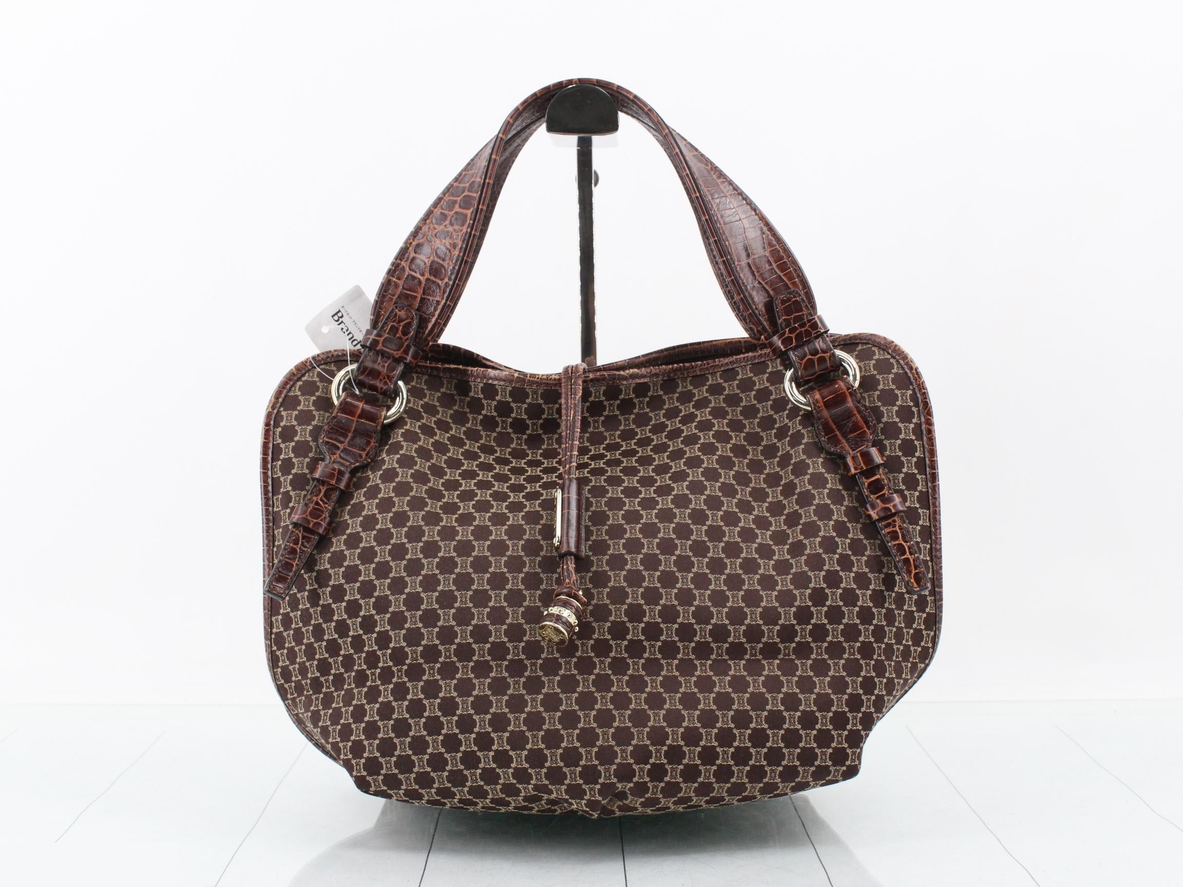 Macadam Tote Bag, Brown Canvas/Crocodile