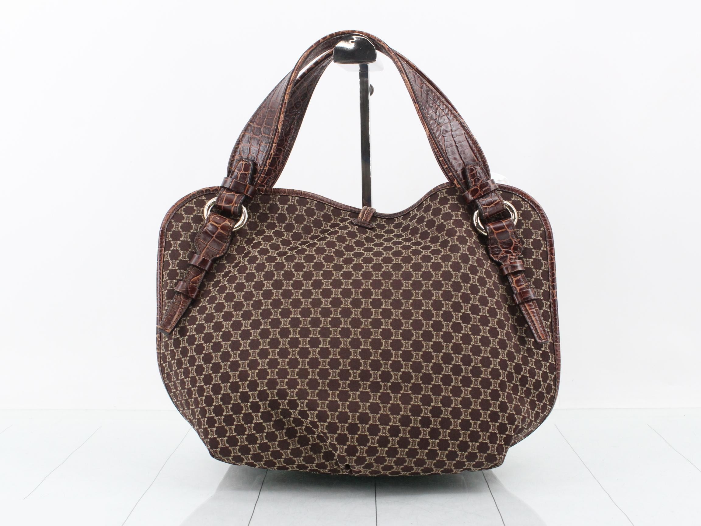 Macadam Tote Bag, Brown Canvas/Crocodile — view 2