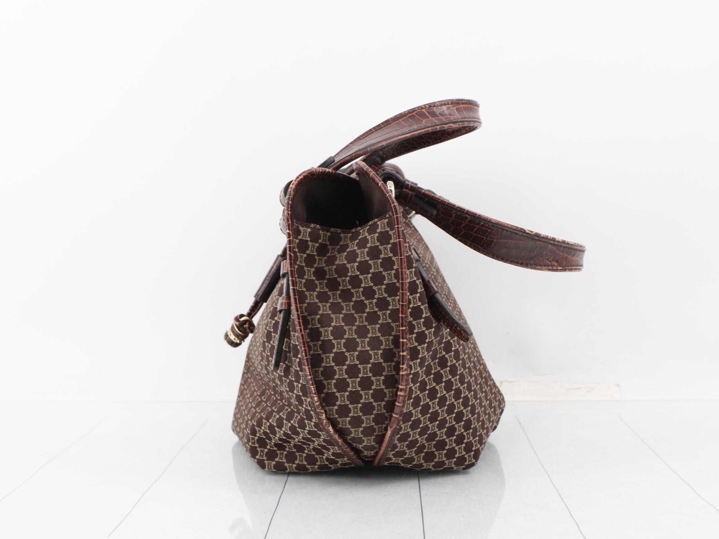 Macadam Tote Bag, Brown Canvas/Crocodile — view 3