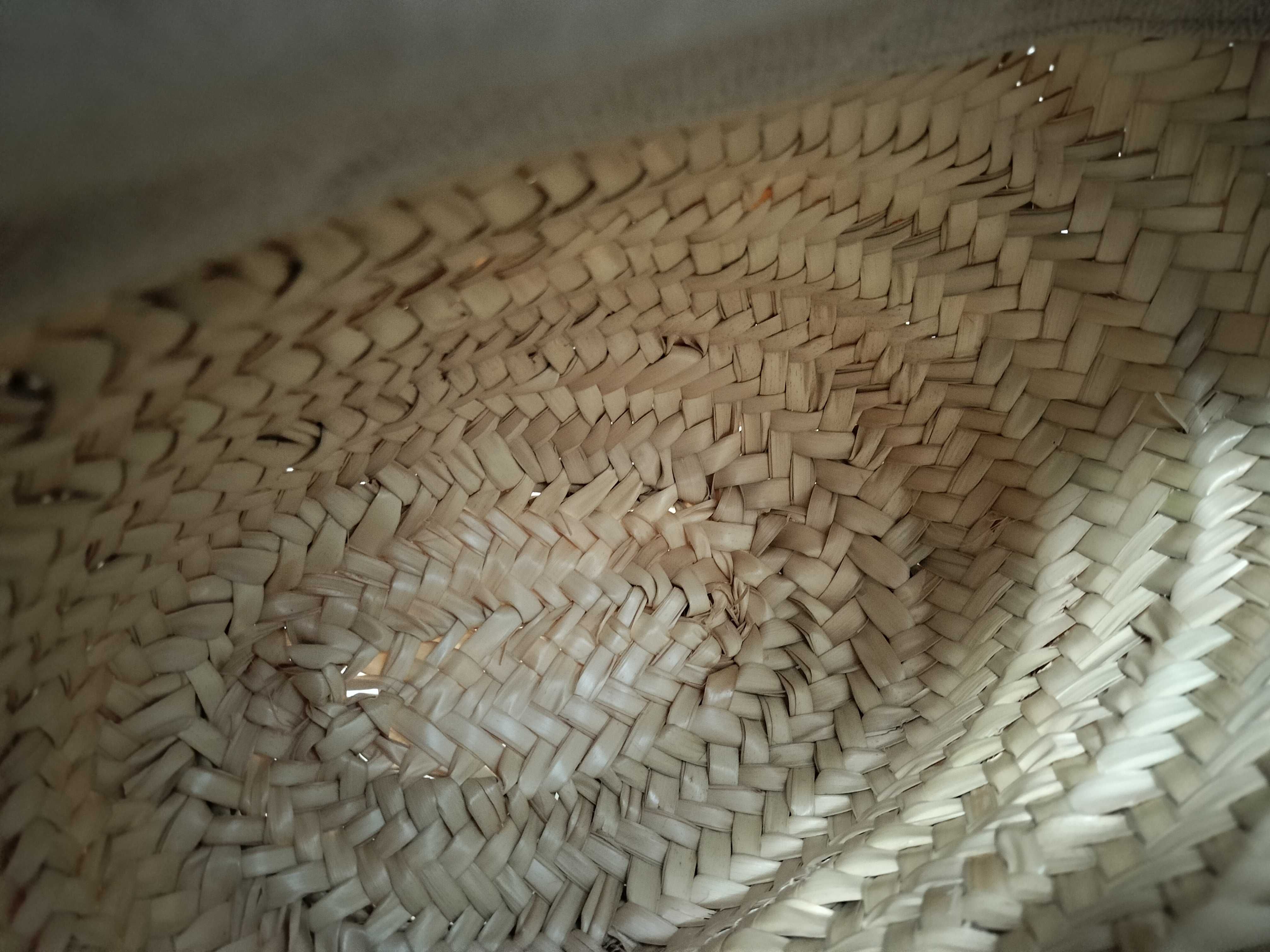 Drawstring Bucket Bag, Raffia x Canvas x Leather, Basket Bag, Beige x Brown, Shoulder Bag — view 11