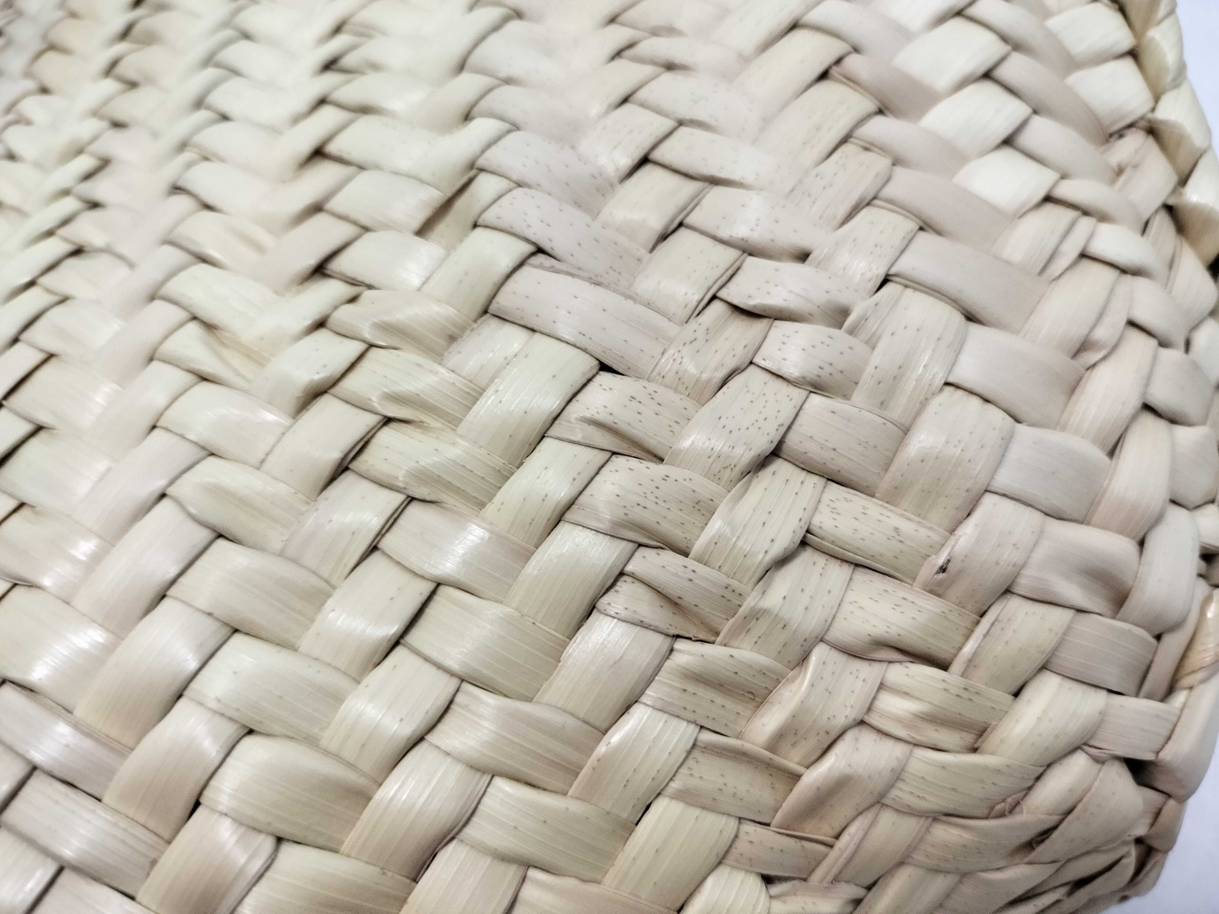 Drawstring Bucket Bag, Raffia x Canvas x Leather, Basket Bag, Beige x Brown, Shoulder Bag — view 15