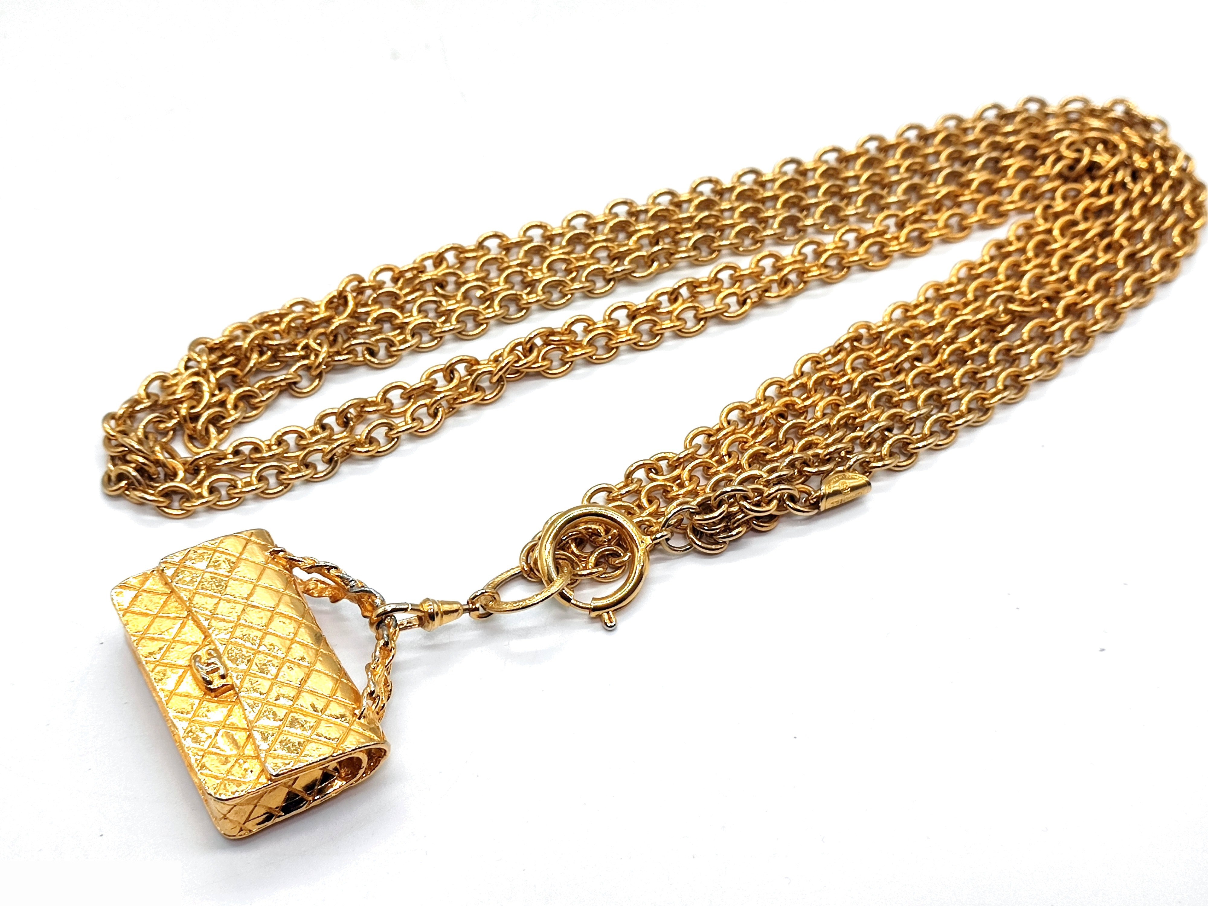 Coco Mark Matelassé Bag Triple Chain Necklace (Neck circumference approximately 89cm) — view 4