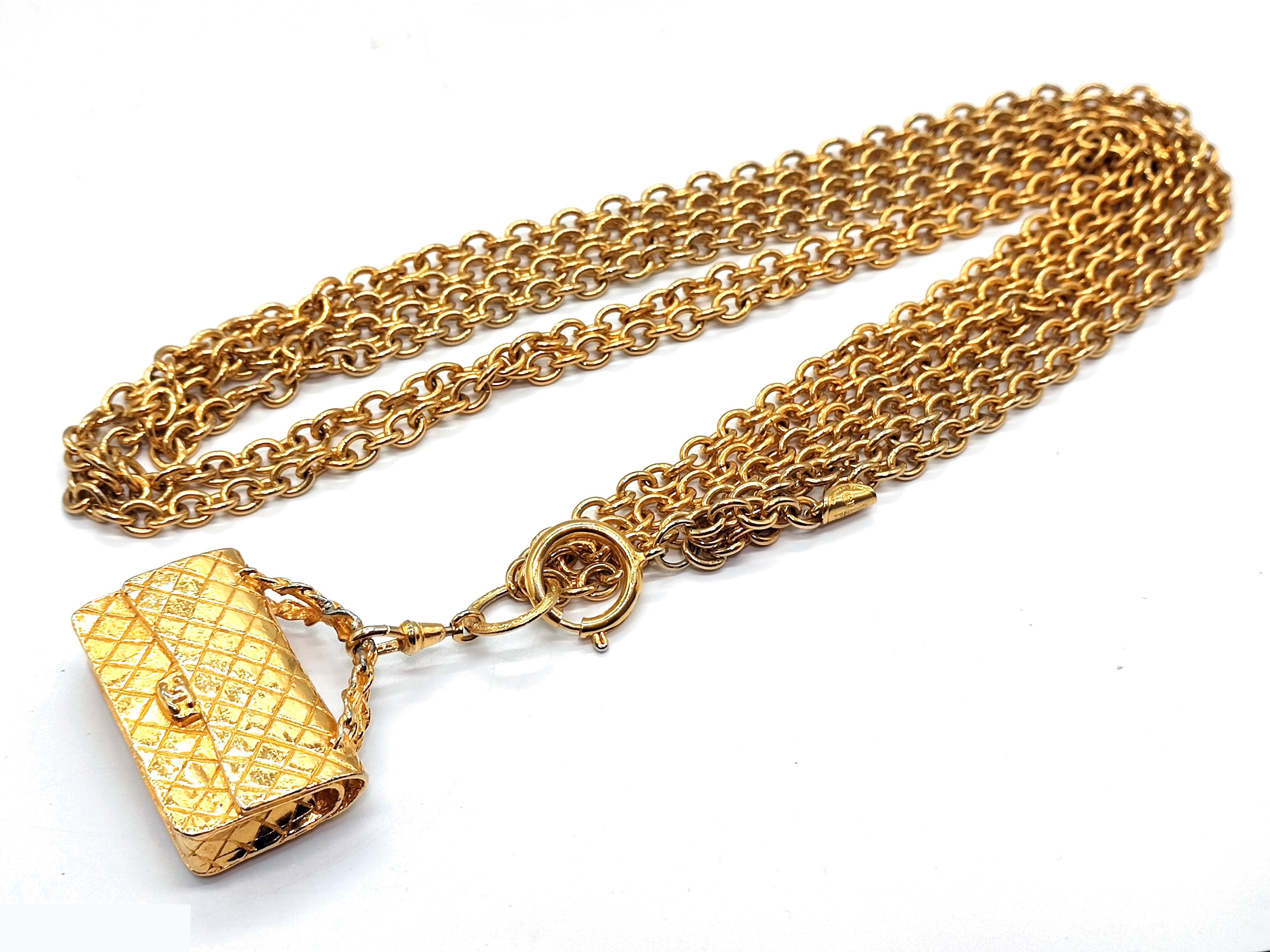 Coco Mark Matelassé Bag Triple Chain Necklace (Neck circumference approximately 89cm) — view 5