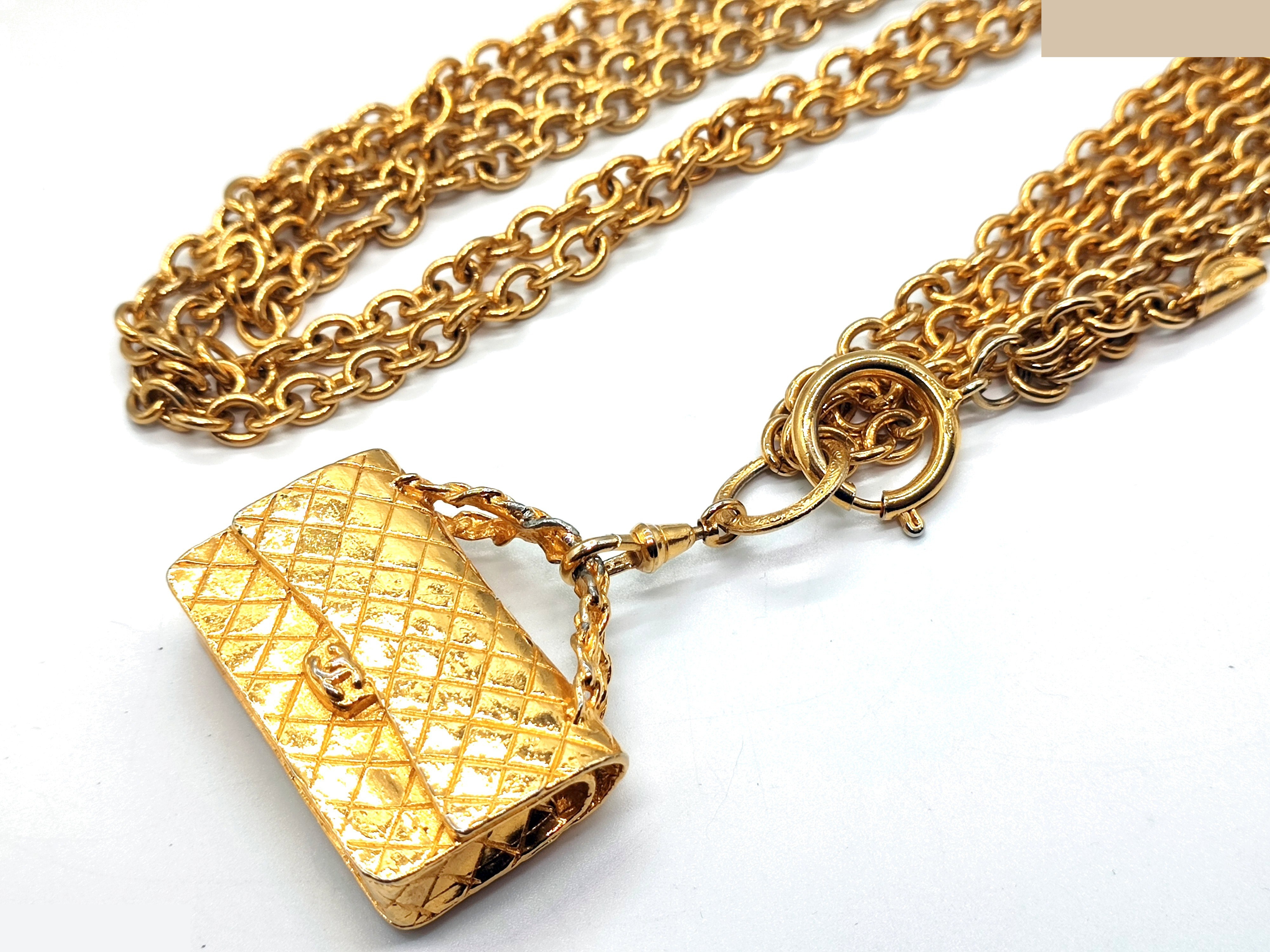Coco Mark Matelassé Bag Triple Chain Necklace (Neck circumference approximately 89cm) — view 6