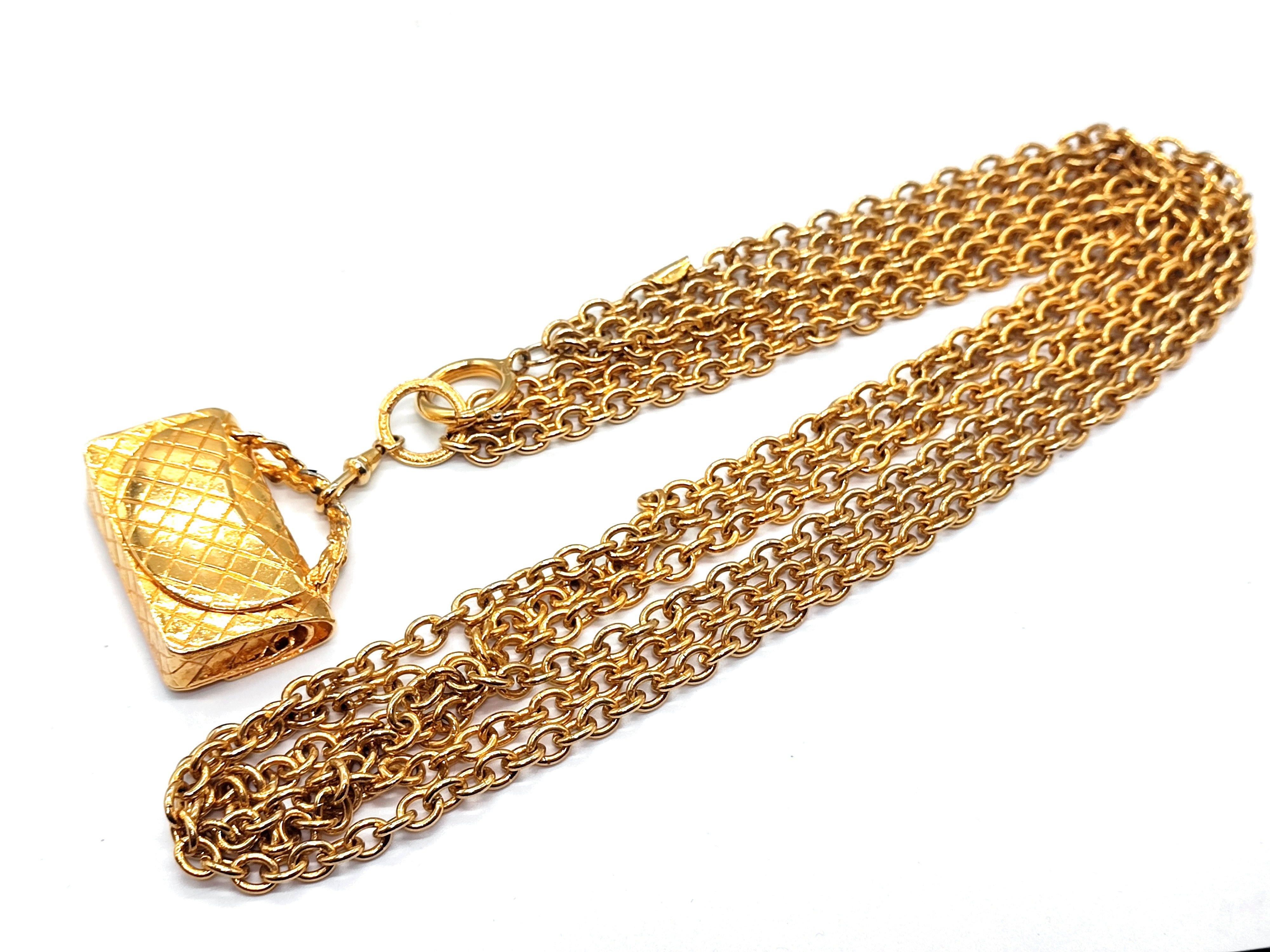 Coco Mark Matelassé Bag Triple Chain Necklace (Neck circumference approximately 89cm) — view 8