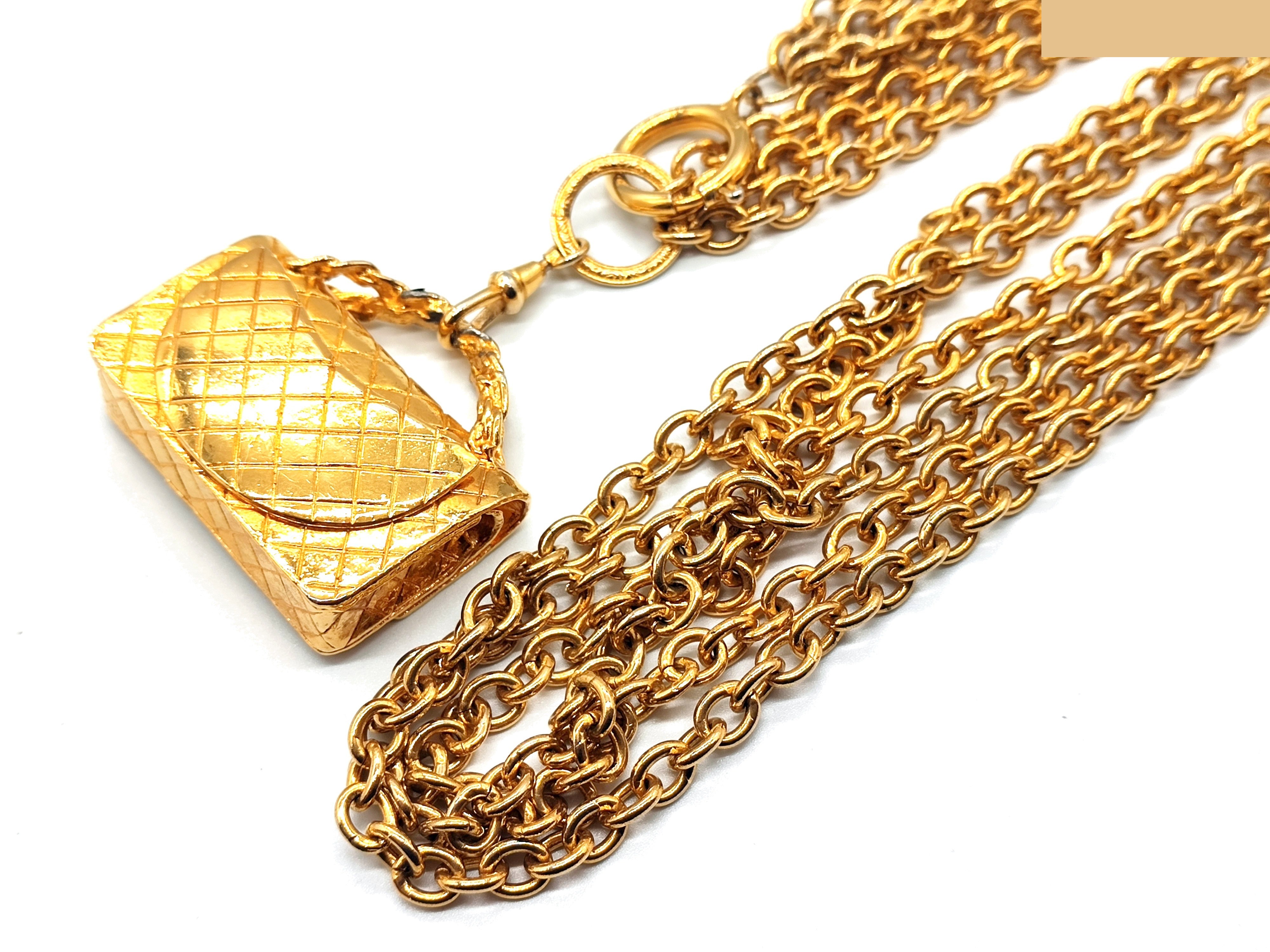Coco Mark Matelassé Bag Triple Chain Necklace (Neck circumference approximately 89cm) — view 9
