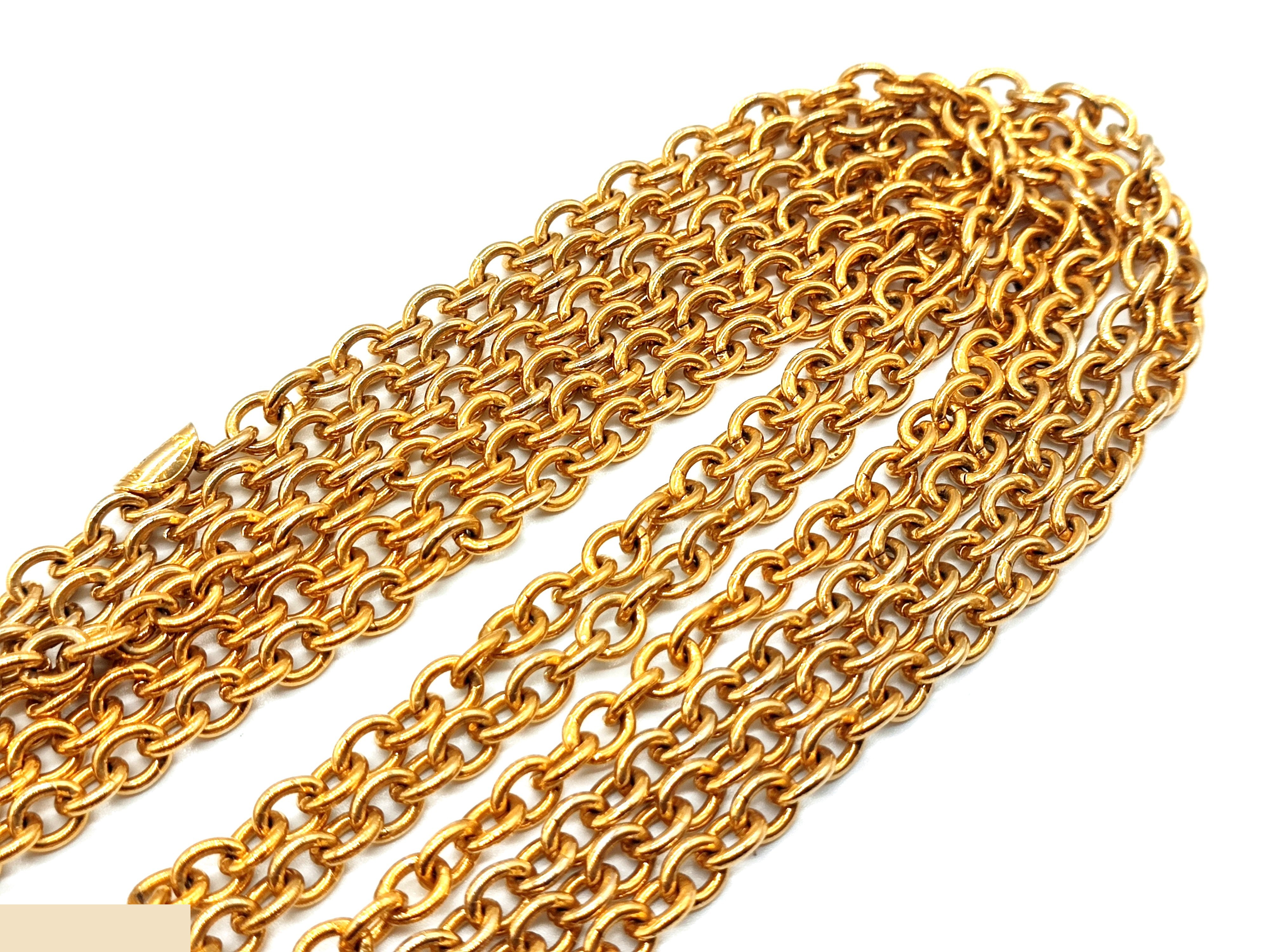 Coco Mark Matelassé Bag Triple Chain Necklace (Neck circumference approximately 89cm) — view 10