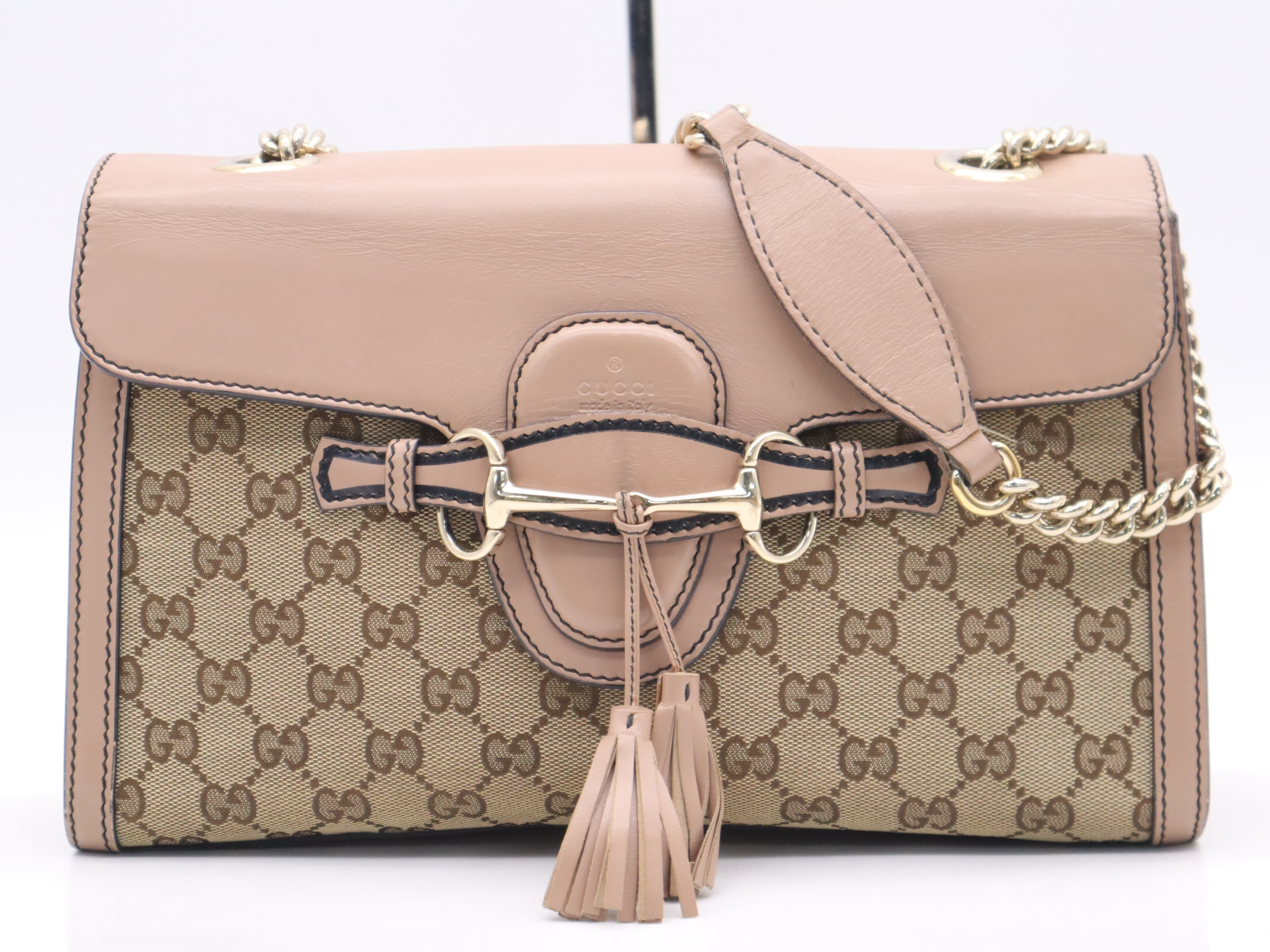 295402 Canvas x Leather GG Canvas Pink GD Hardware Shoulder Bag