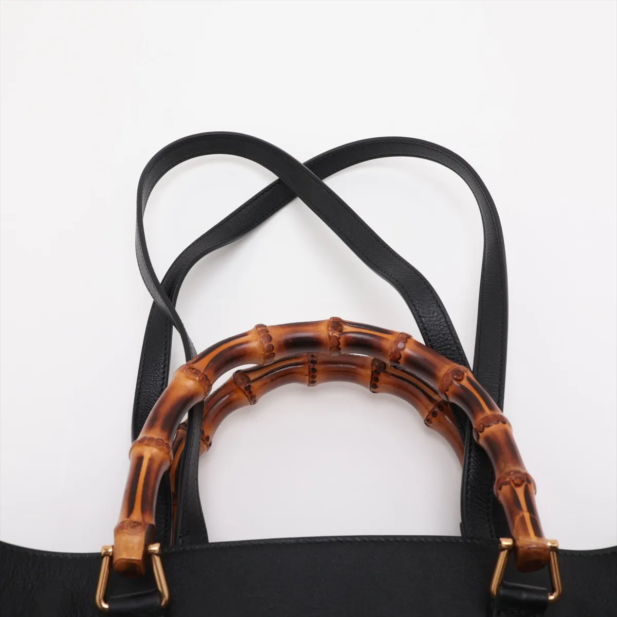 Bamboo Diana Leather 2-Way Tote Bag, Black, 746270, S Mark — view 6