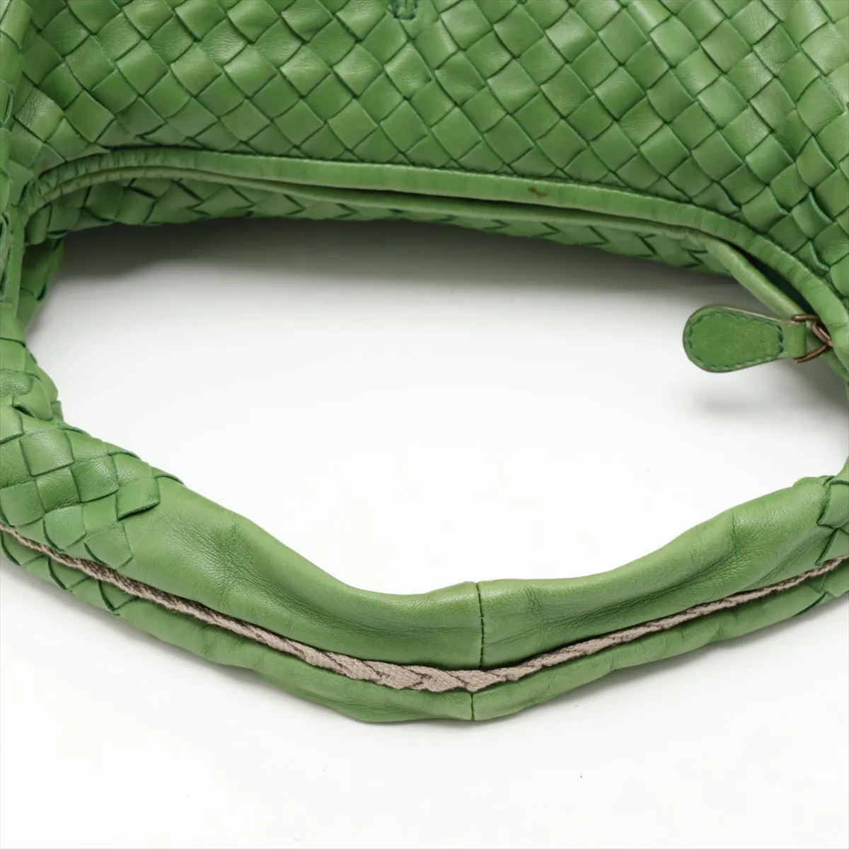 Intrecciato Hobo Leather Shoulder Bag, Green, 115653 — view 5
