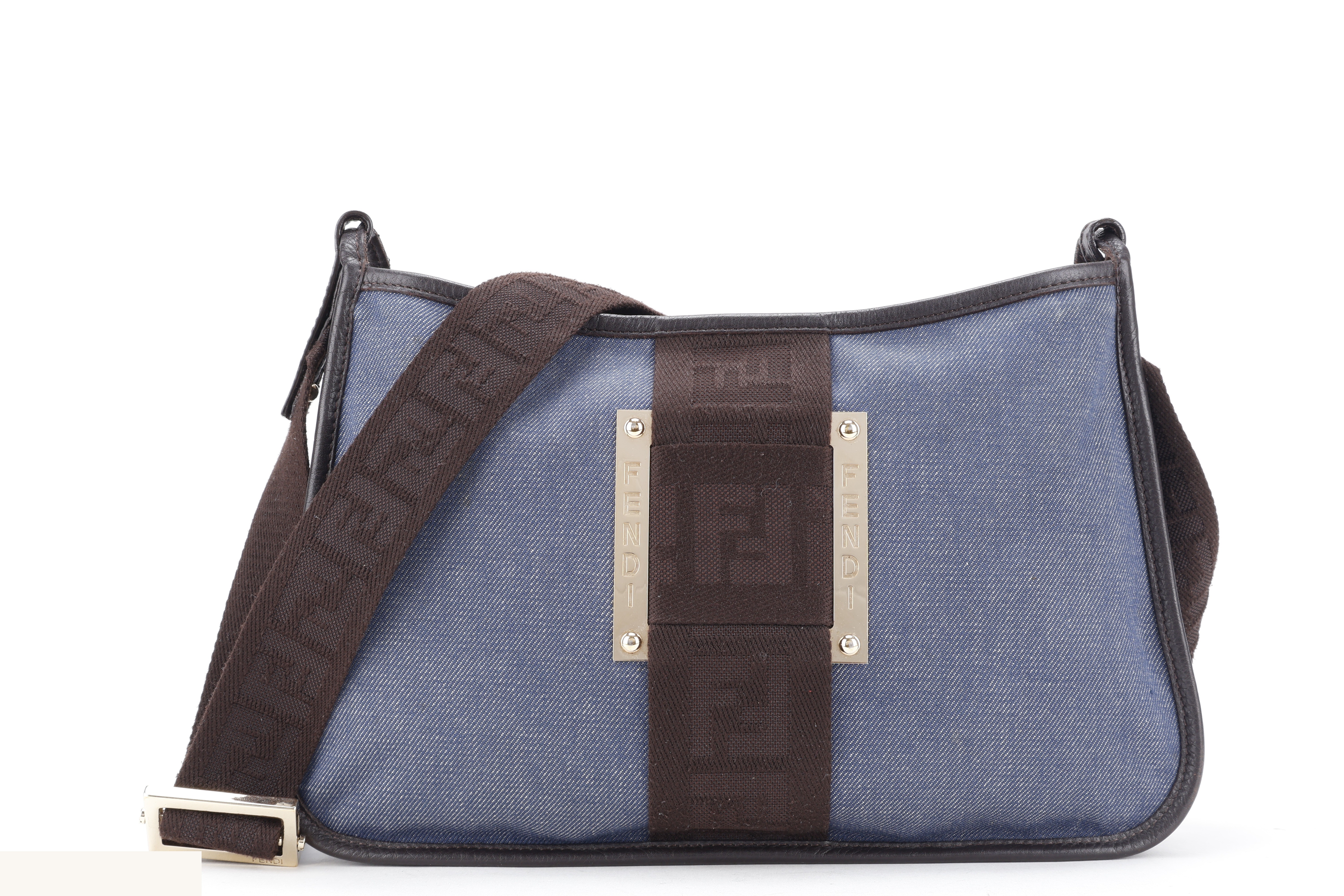 CROSSBODY BLUE DENIM DARK BROWN GHW