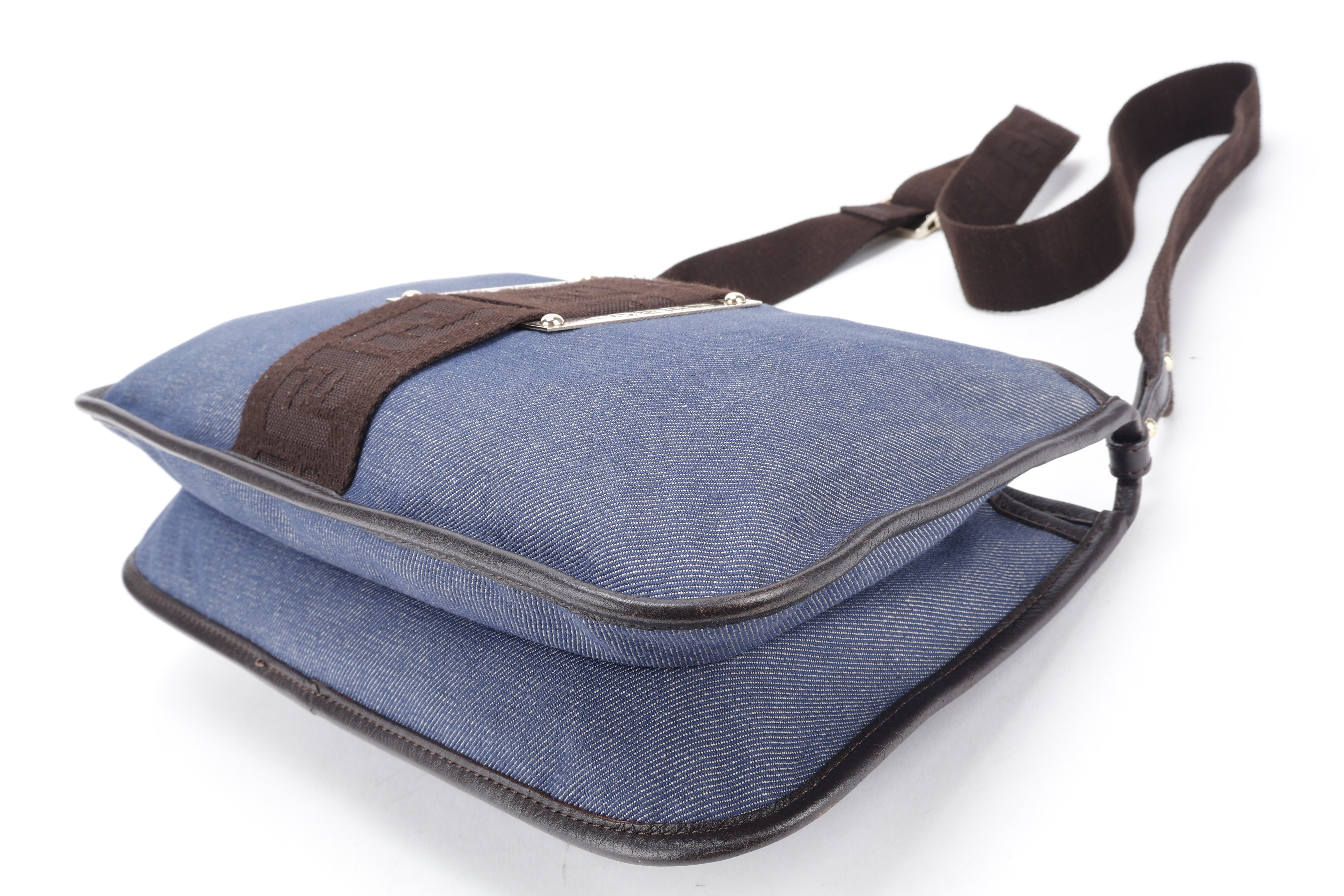 CROSSBODY BLUE DENIM DARK BROWN GHW — view 3