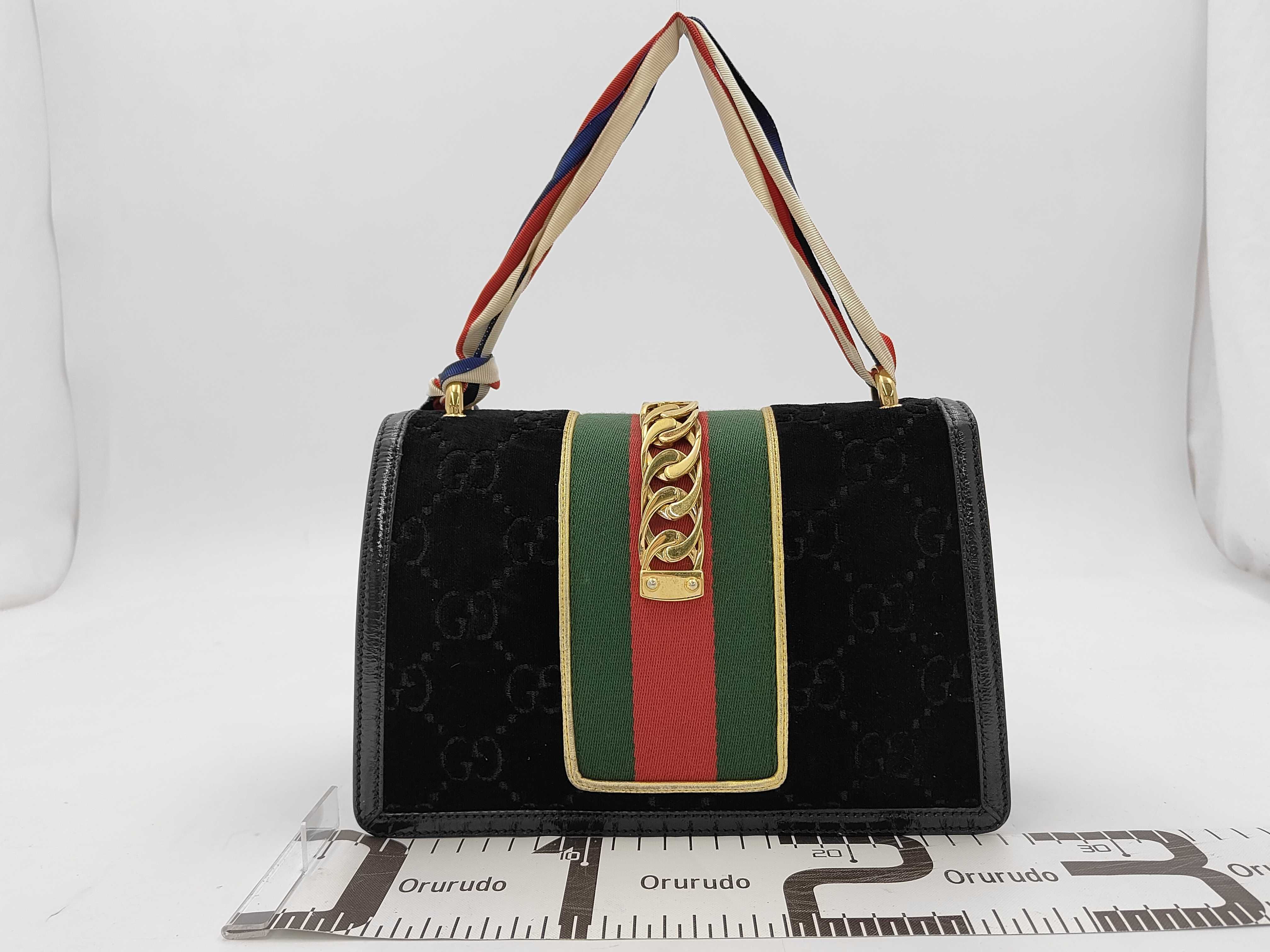 Sylvie GG Velvet Velour Leather Sherry Line Handbag — view 2