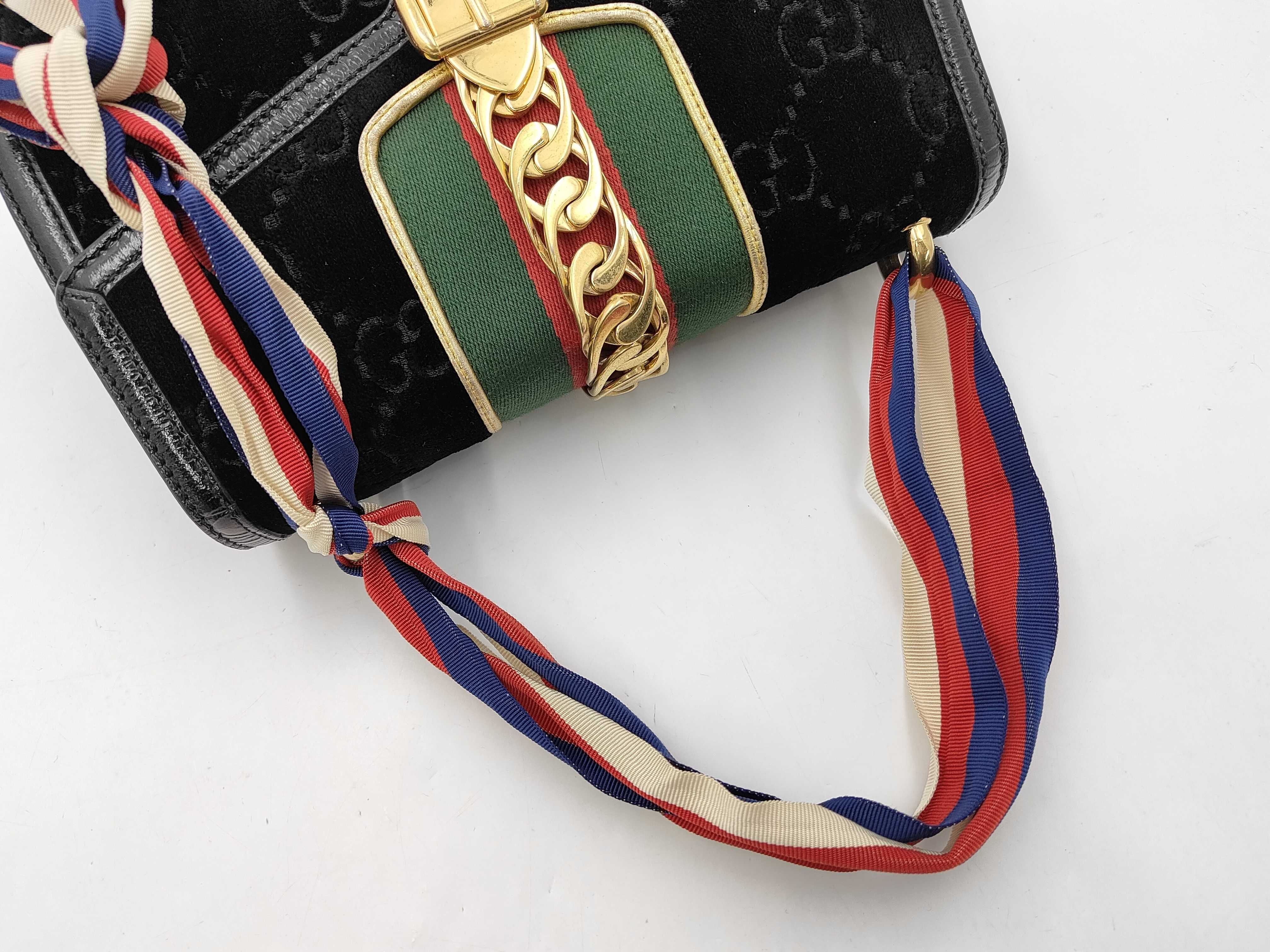 Sylvie GG Velvet Velour Leather Sherry Line Handbag — view 3