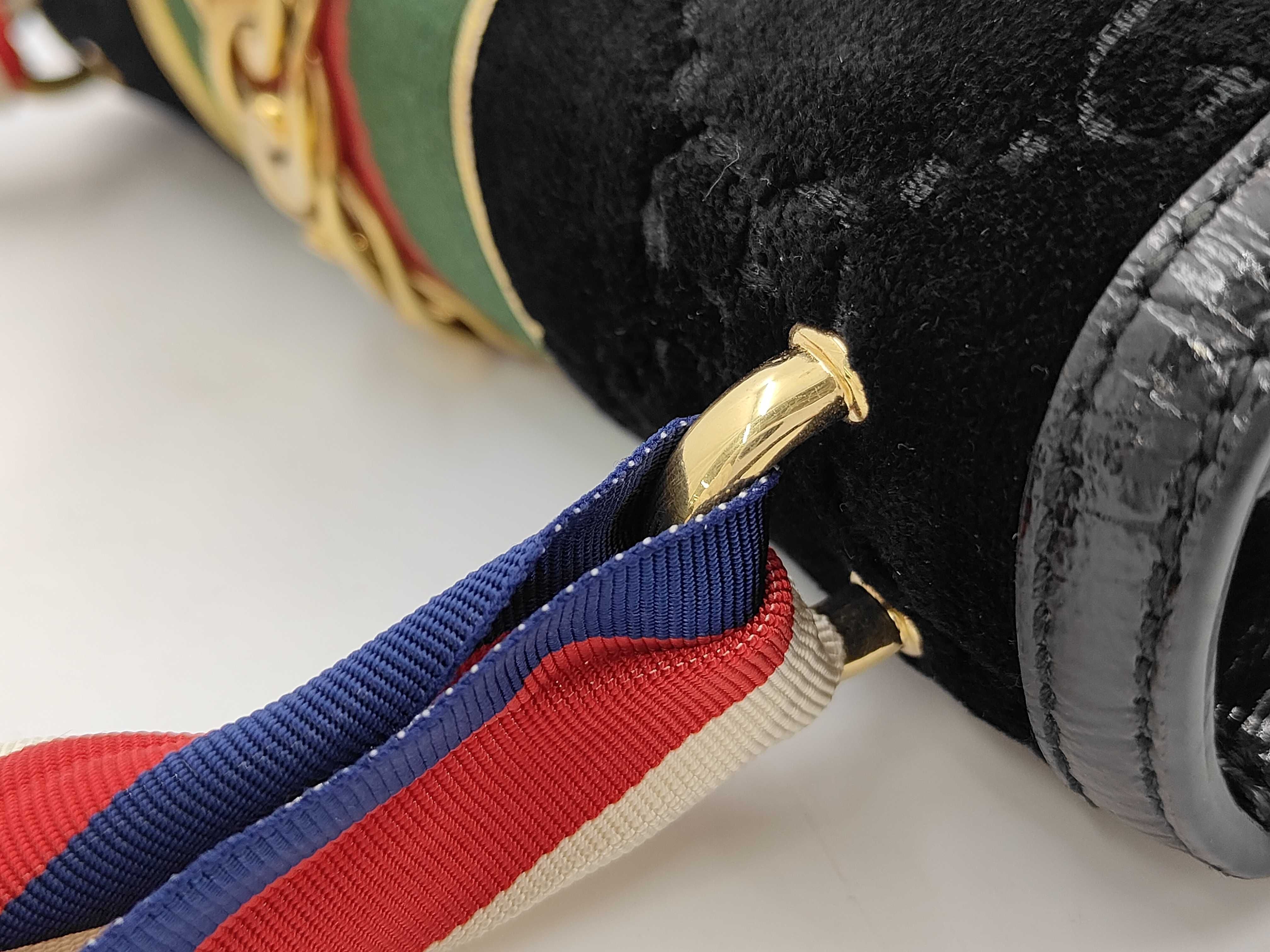 Sylvie GG Velvet Velour Leather Sherry Line Handbag — view 5