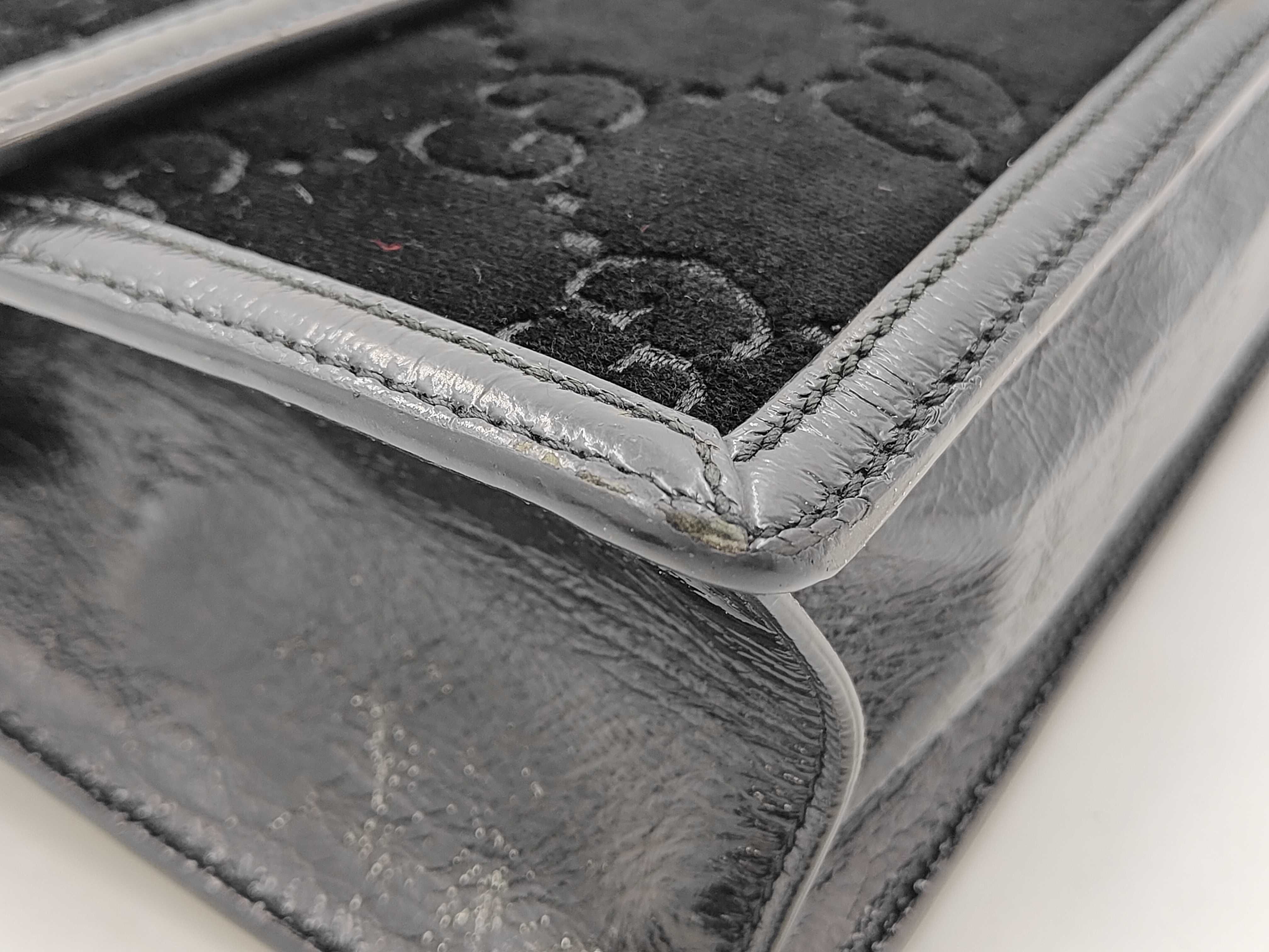 Sylvie GG Velvet Velour Leather Sherry Line Handbag — view 7
