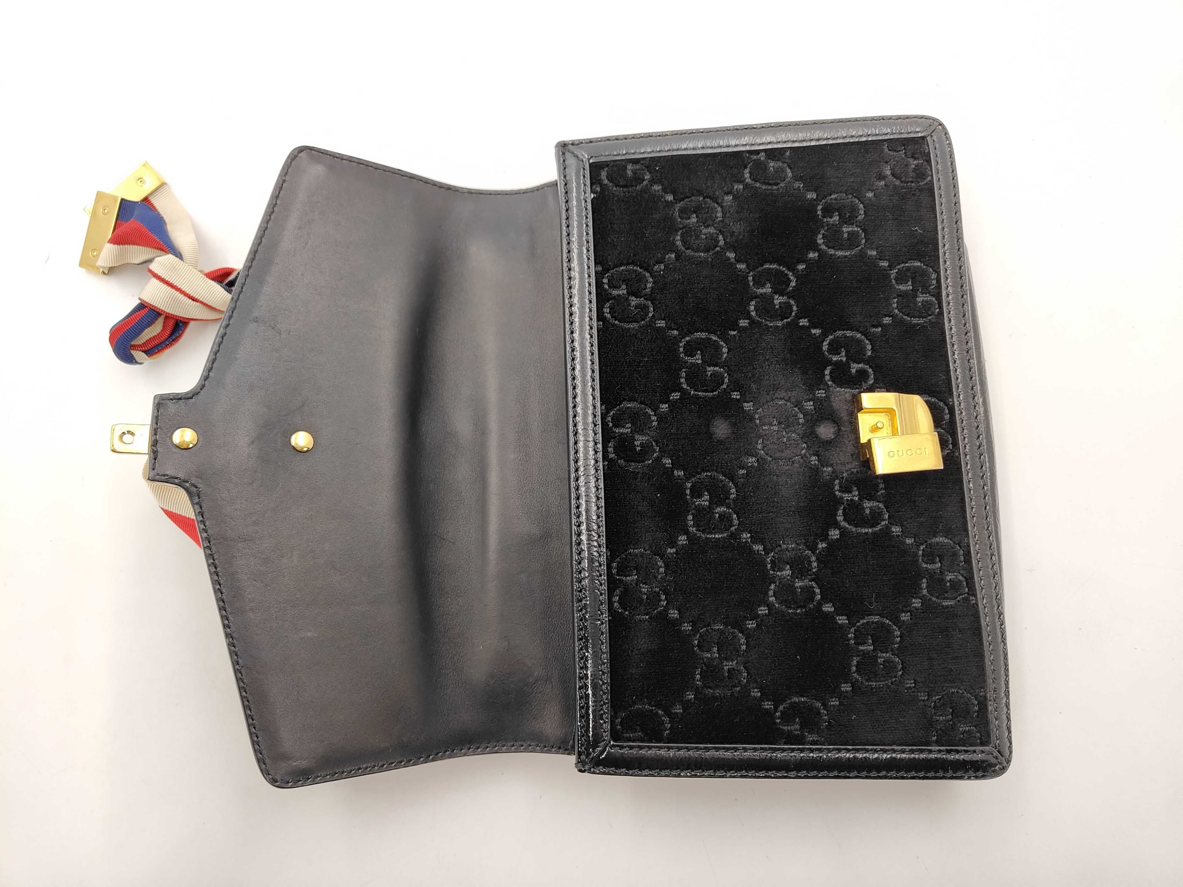 Sylvie GG Velvet Velour Leather Sherry Line Handbag — view 9