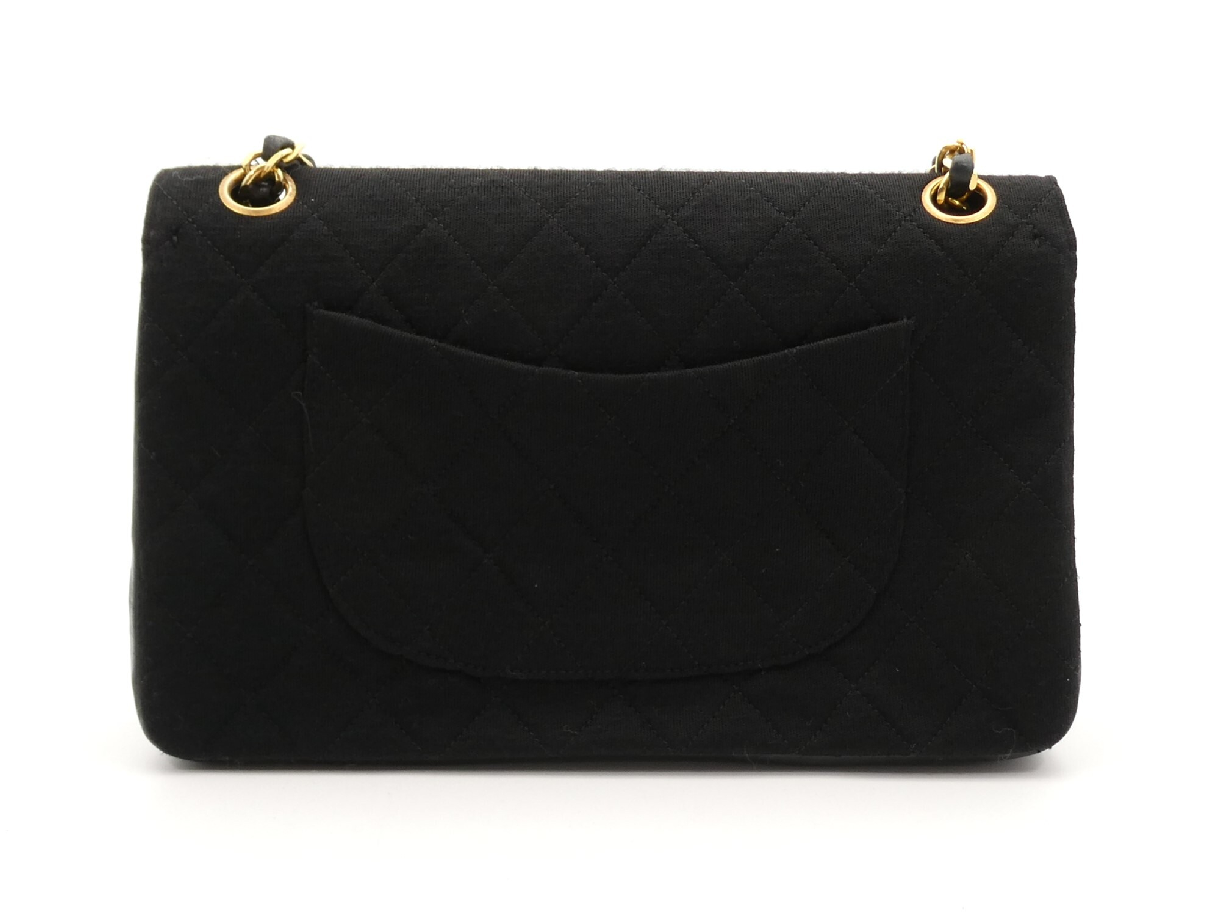 Matelassé Cotton Leather Coco Mark Double Flap Double Chain Shoulder Bag — view 2