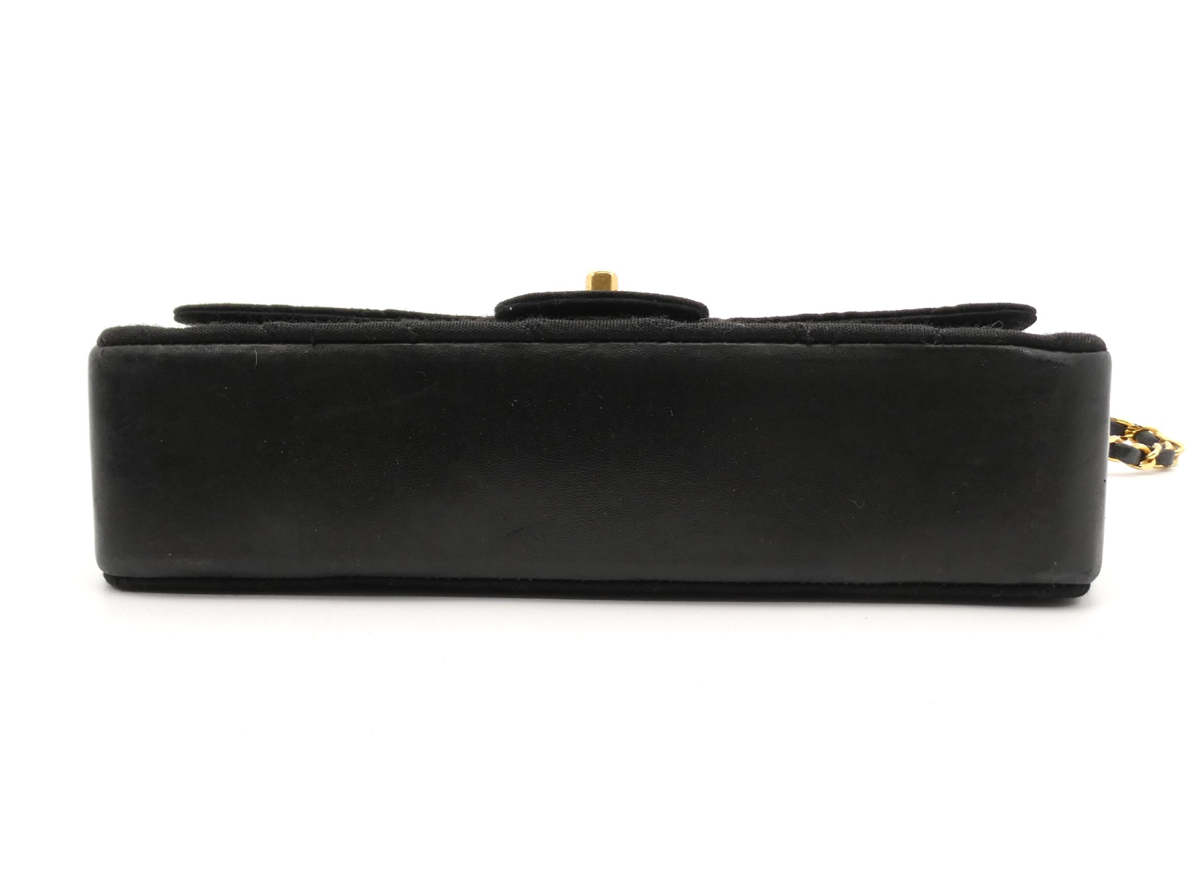 Matelassé Cotton Leather Coco Mark Double Flap Double Chain Shoulder Bag — view 5