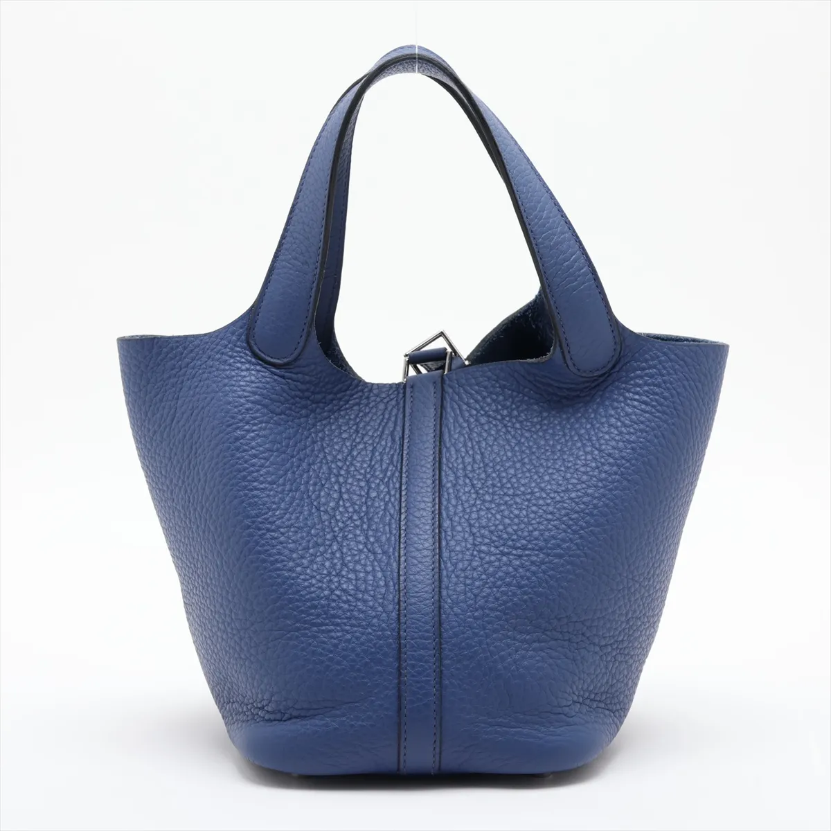 Picotin 18 PM, Taurillon Clemence leather, Blue Brighton, silver hardware, faint engraving. — view 2