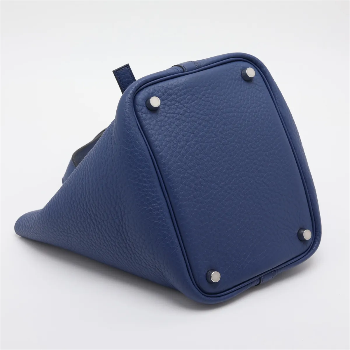 Picotin 18 PM, Taurillon Clemence leather, Blue Brighton, silver hardware, faint engraving. — view 4