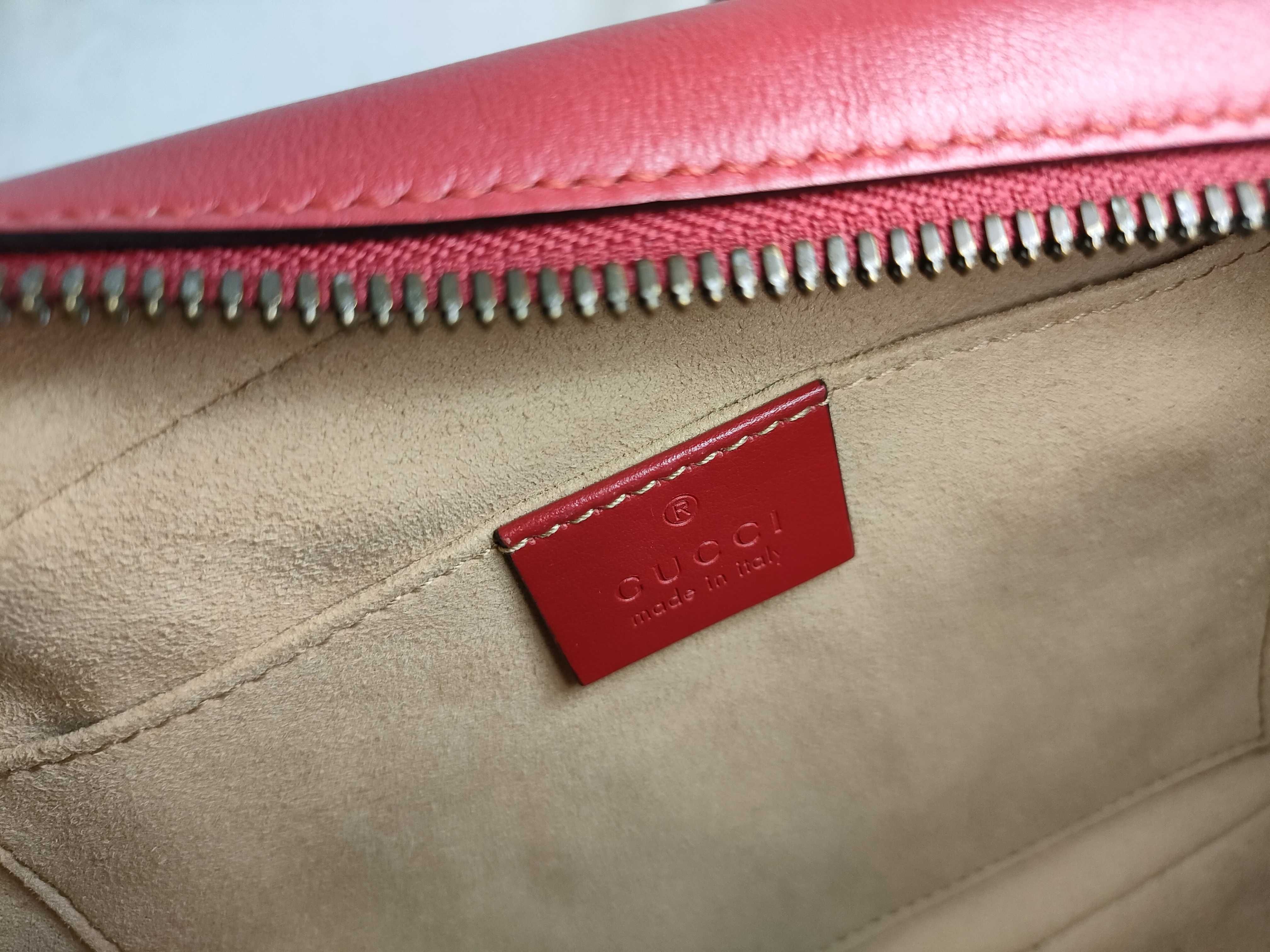 GG Marmont Leather Chain Shoulder Bag, Red, 447632 (Quick Checked) — view 11