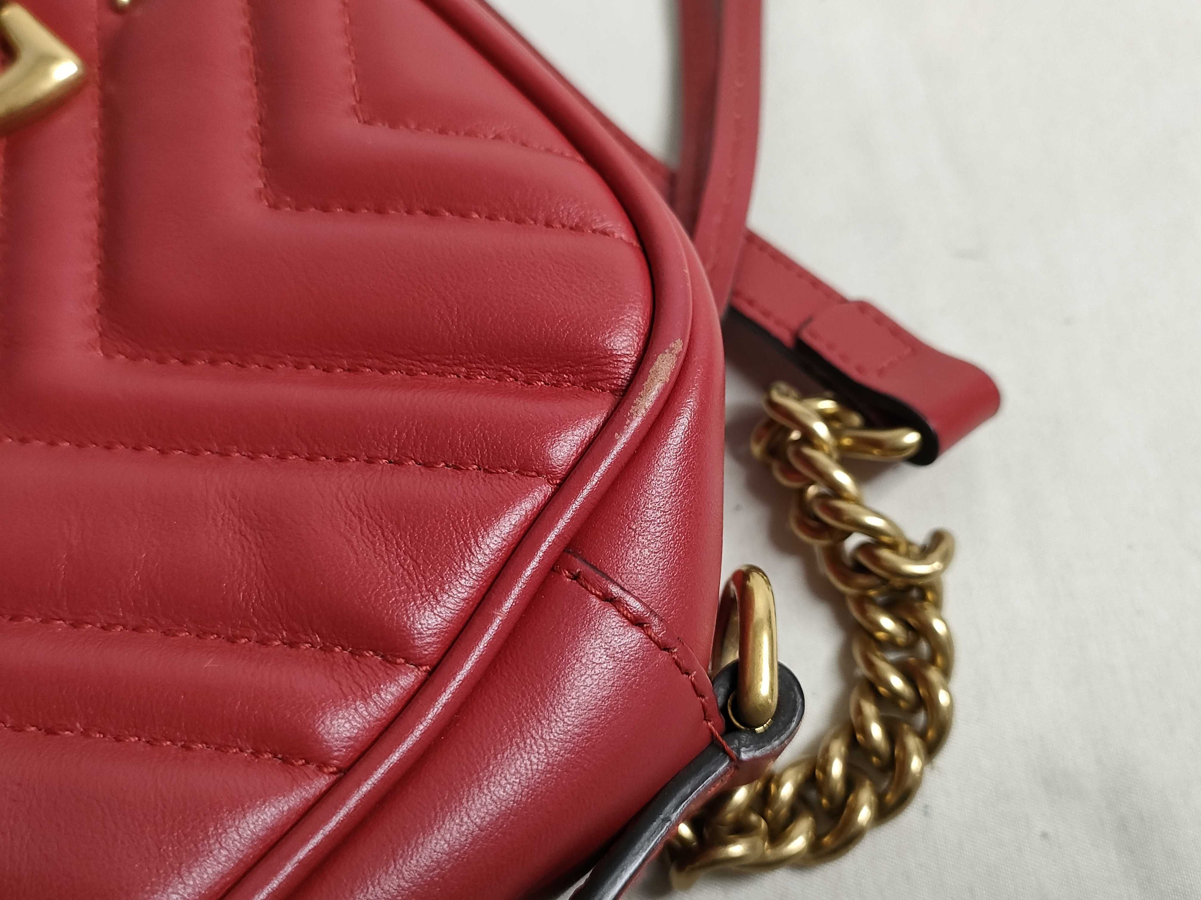 GG Marmont Leather Chain Shoulder Bag, Red, 447632 (Quick Checked) — view 14