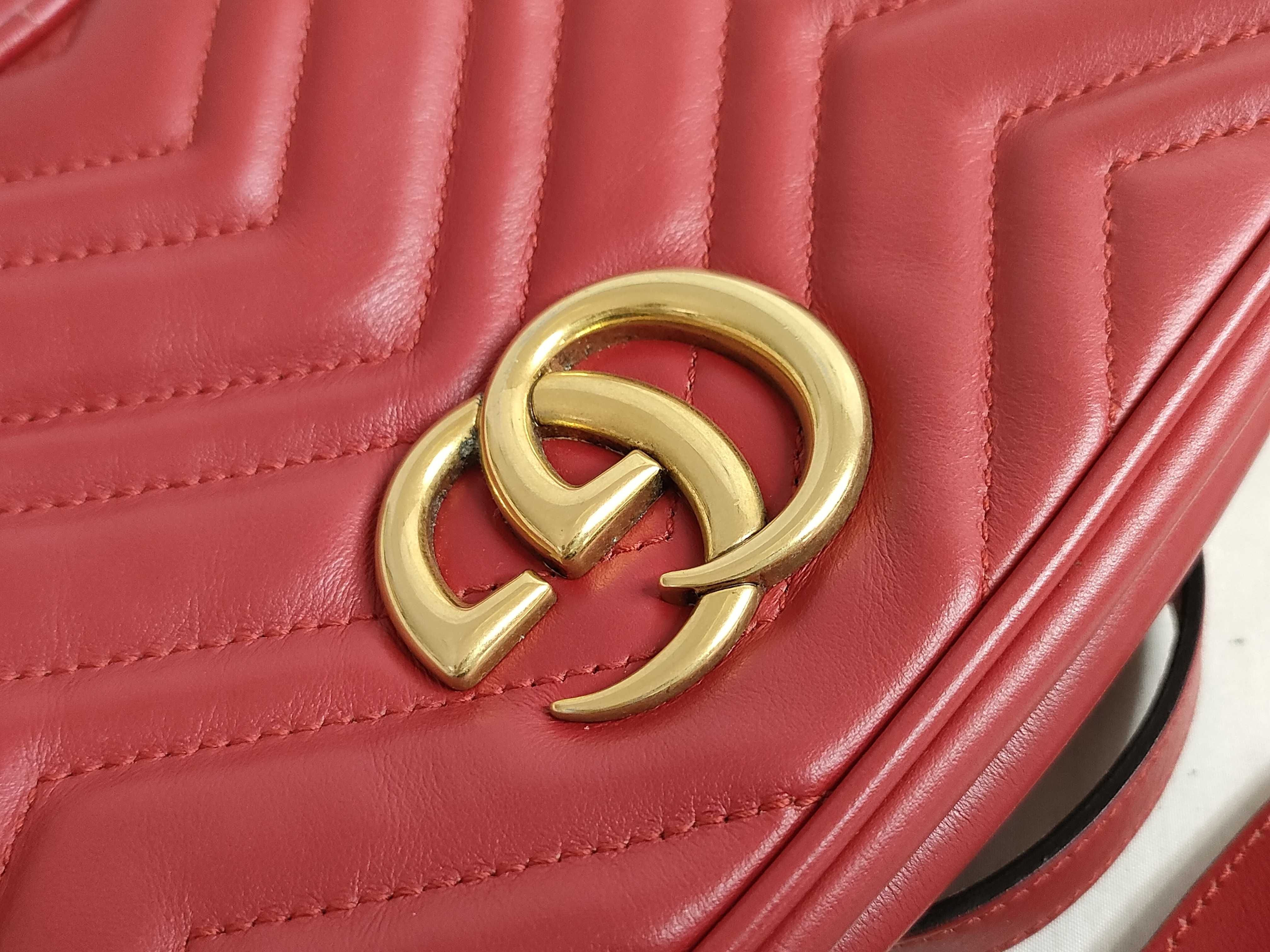 GG Marmont Leather Chain Shoulder Bag, Red, 447632 (Quick Checked) — view 15