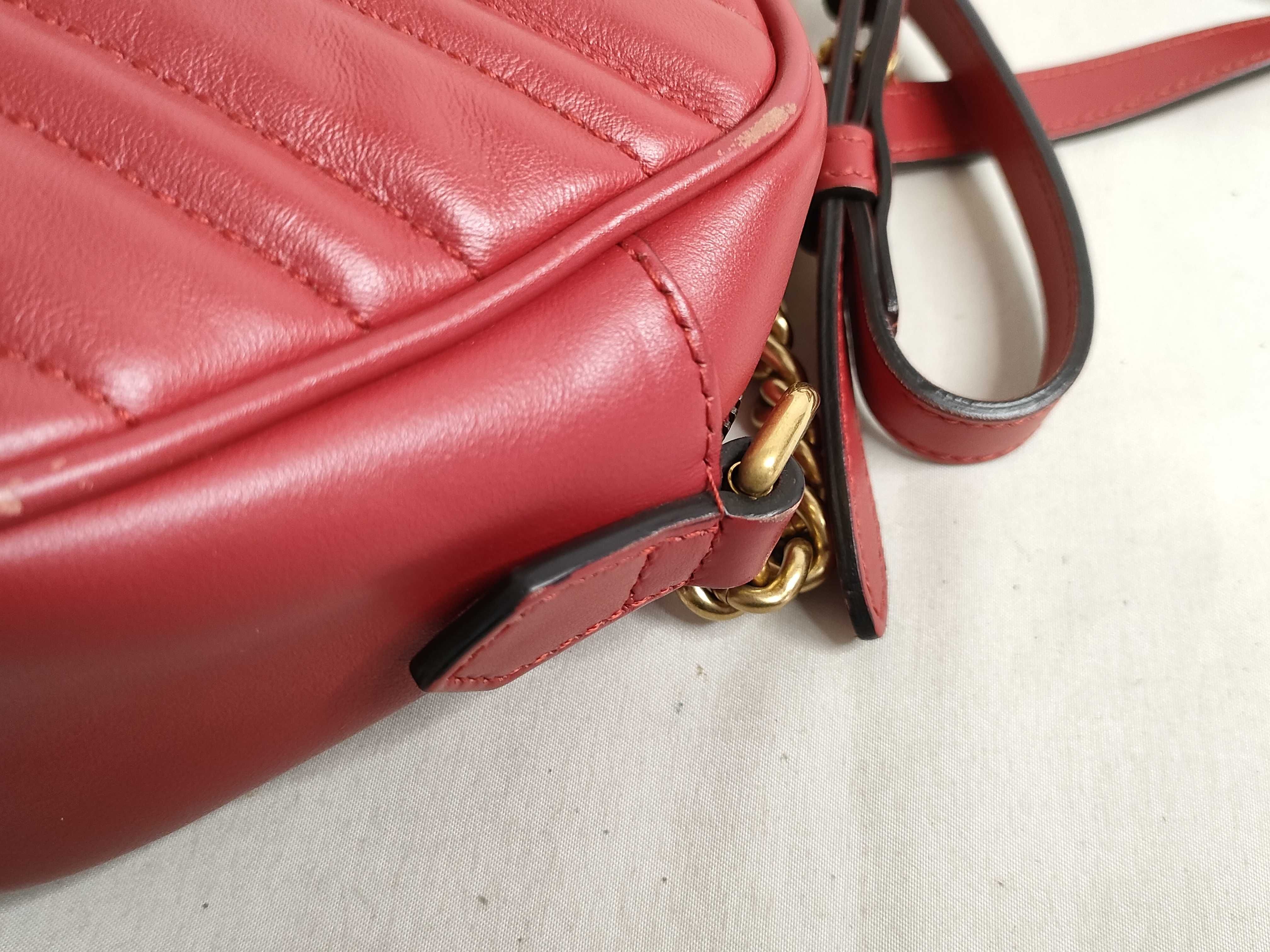 GG Marmont Leather Chain Shoulder Bag, Red, 447632 (Quick Checked) — view 5