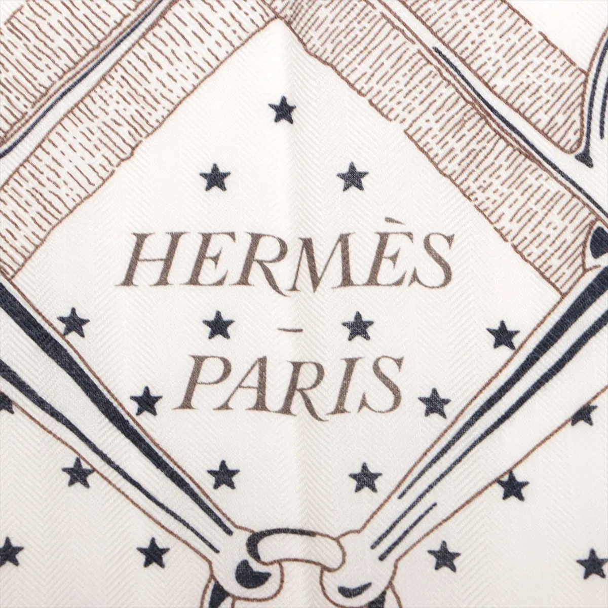 Carre Geant Mors A Jouets Bandana Stole, Cashmere x Silk, Beige, with some wear, — view 6