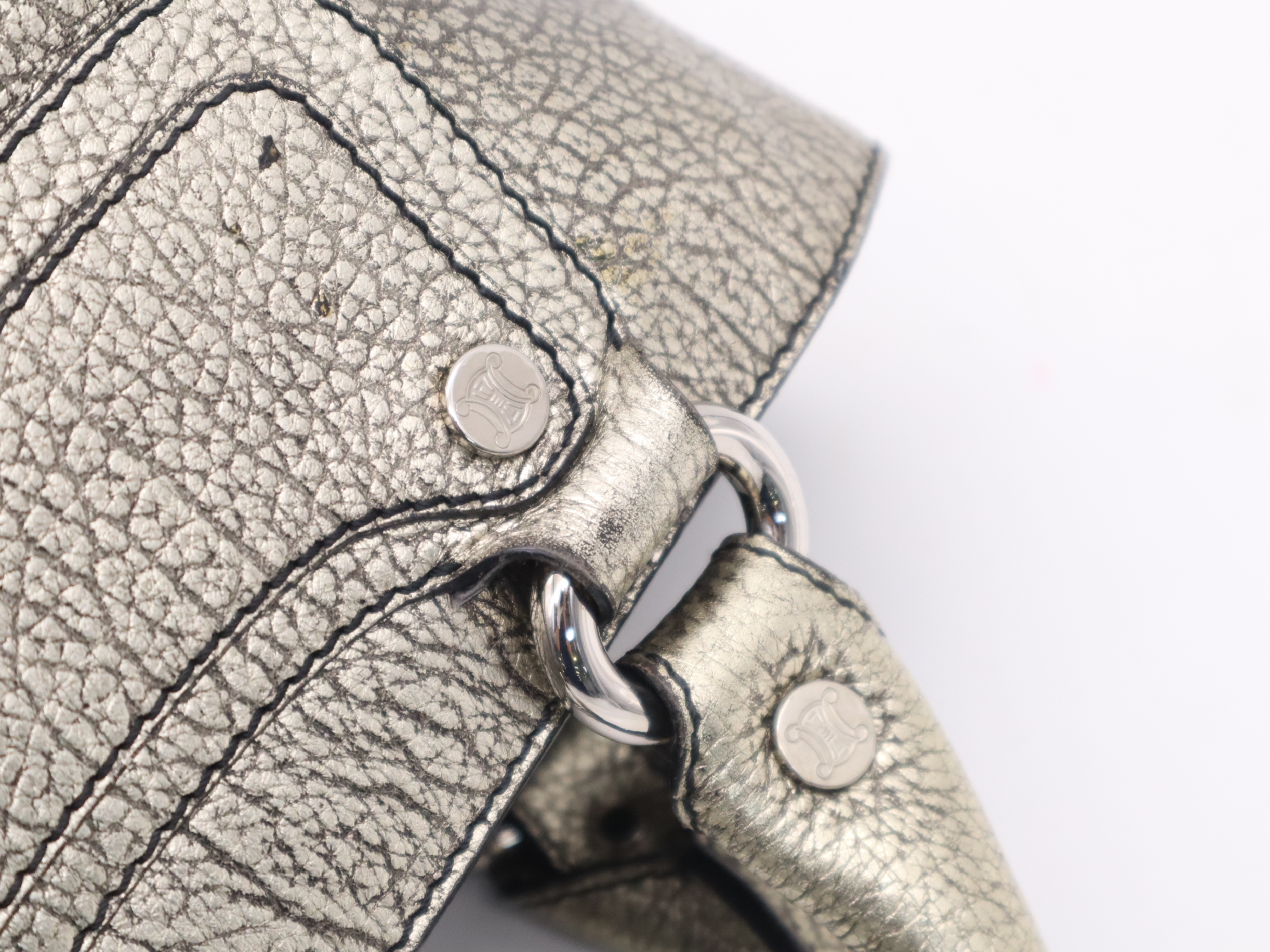 Leather Boogie Bag, Metallic Gold, Silver Hardware, with Dust Bag, Handbag — view 8