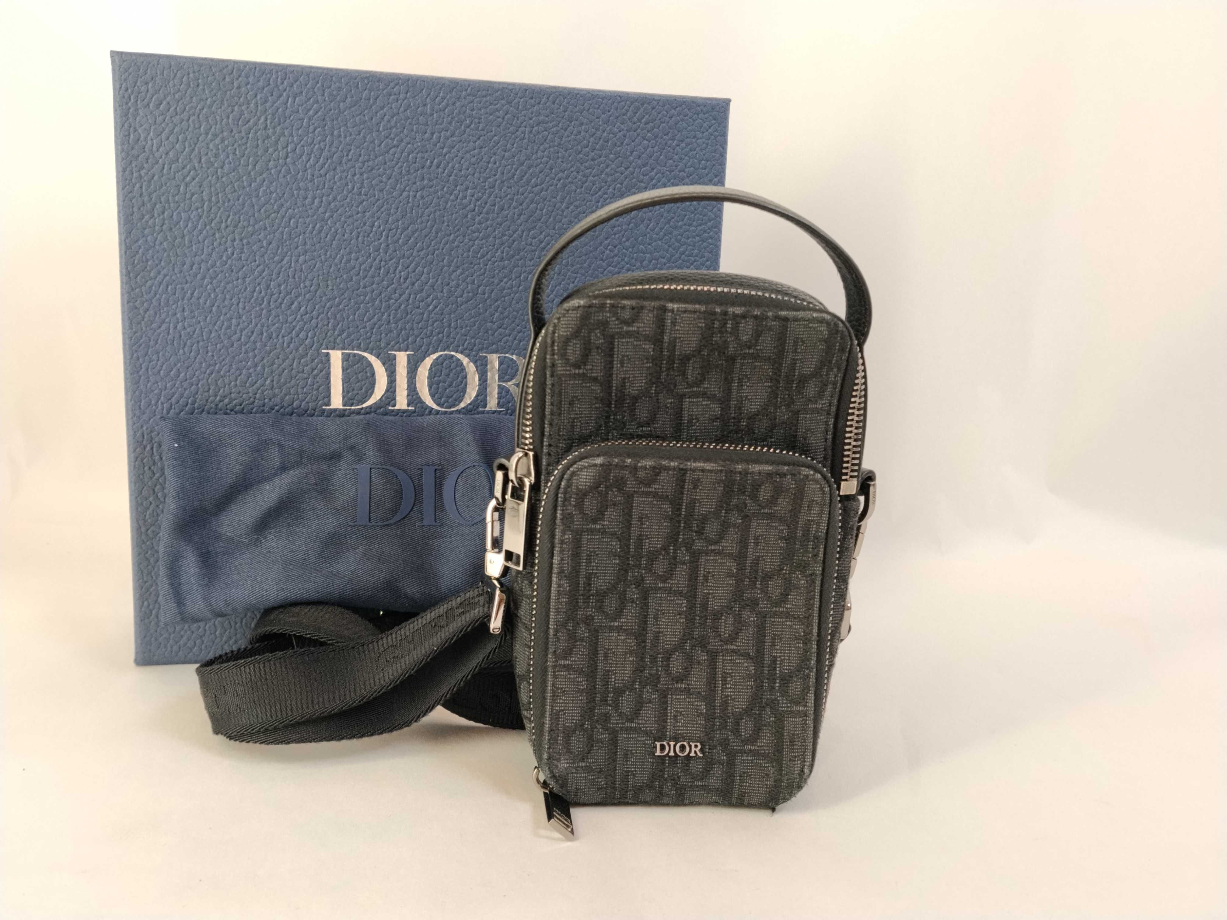 Trotter Dior Oblique Canvas x Leather 2-Way Shoulder Bag Black Shoulder Bag