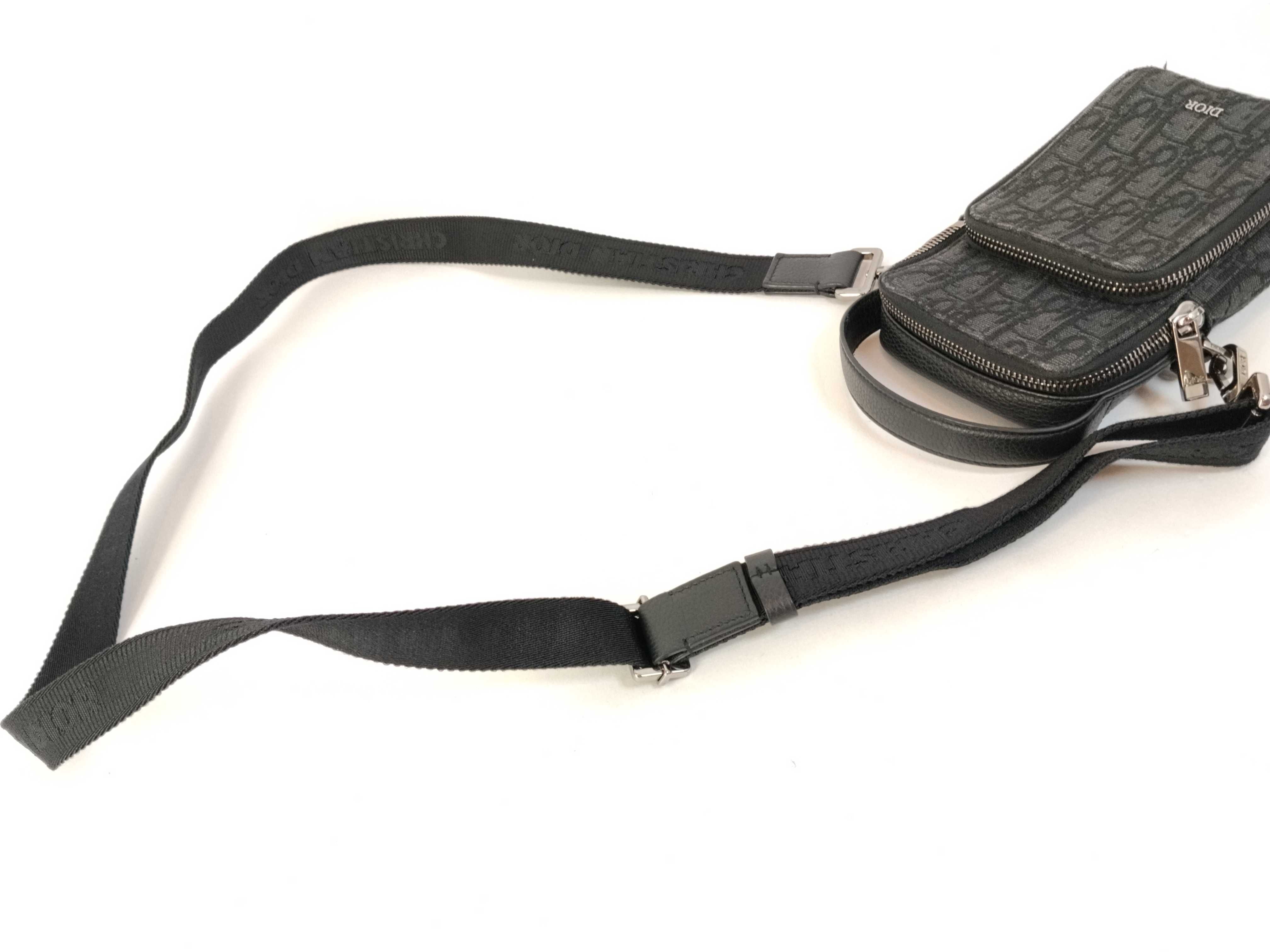 Trotter Dior Oblique Canvas x Leather 2-Way Shoulder Bag Black Shoulder Bag — view 3