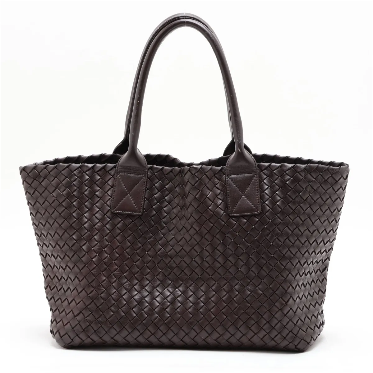 Intrecciato Cabas PM Leather Tote Bag, Brown — view 2