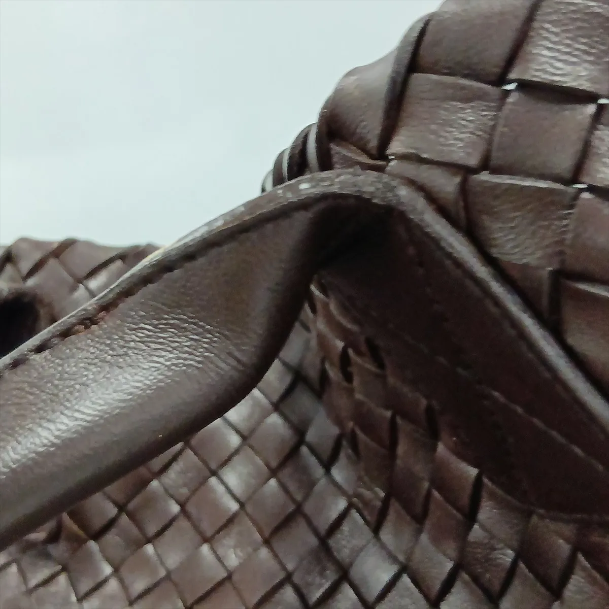 Intrecciato Cabas PM Leather Tote Bag, Brown — view 13