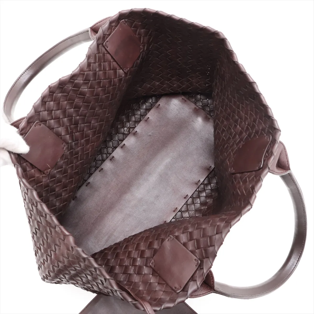 Intrecciato Cabas PM Leather Tote Bag, Brown — view 7
