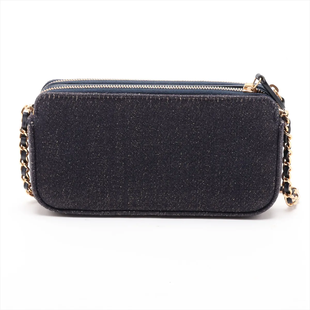 Deauville Canvas Chain Shoulder Bag, Navy, Gold Hardware, 28184607, Serial Number 28 — view 2