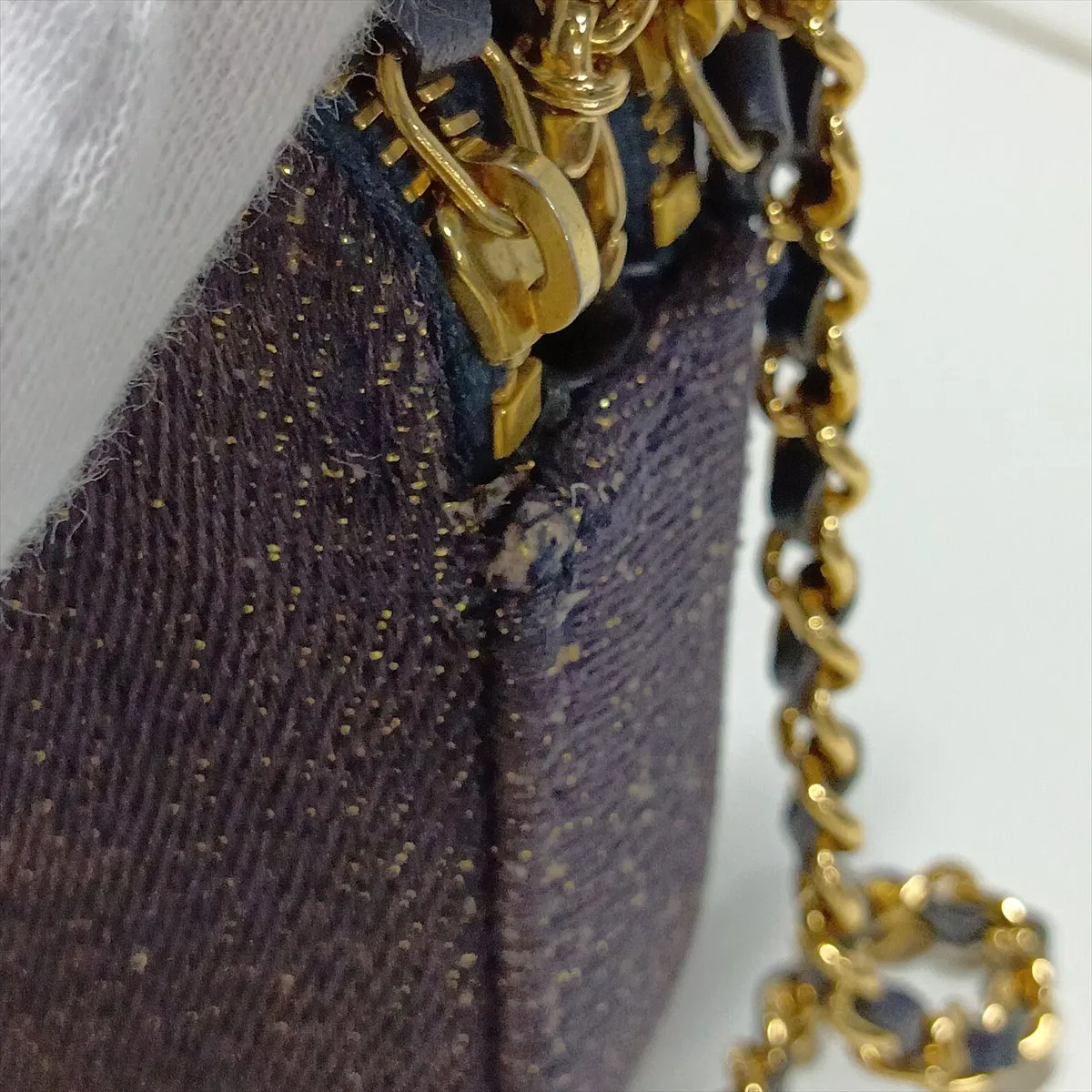 Deauville Canvas Chain Shoulder Bag, Navy, Gold Hardware, 28184607, Serial Number 28 — view 12