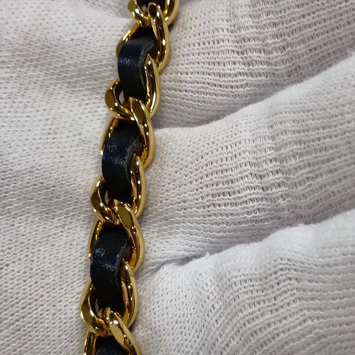 Deauville Canvas Chain Shoulder Bag, Navy, Gold Hardware, 28184607, Serial Number 28 — view 13