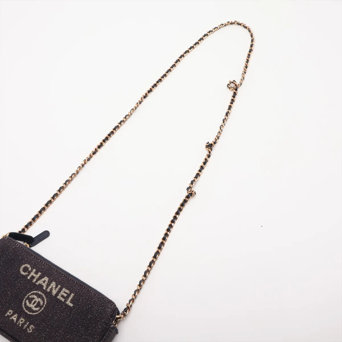 Deauville Canvas Chain Shoulder Bag, Navy, Gold Hardware, 28184607, Serial Number 28 — view 5