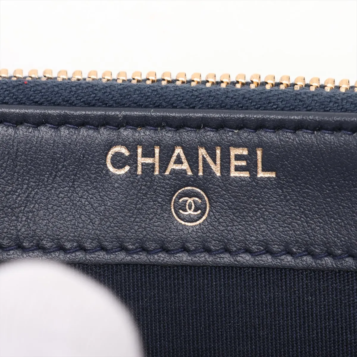 Deauville Canvas Chain Shoulder Bag, Navy, Gold Hardware, 28184607, Serial Number 28 — view 9