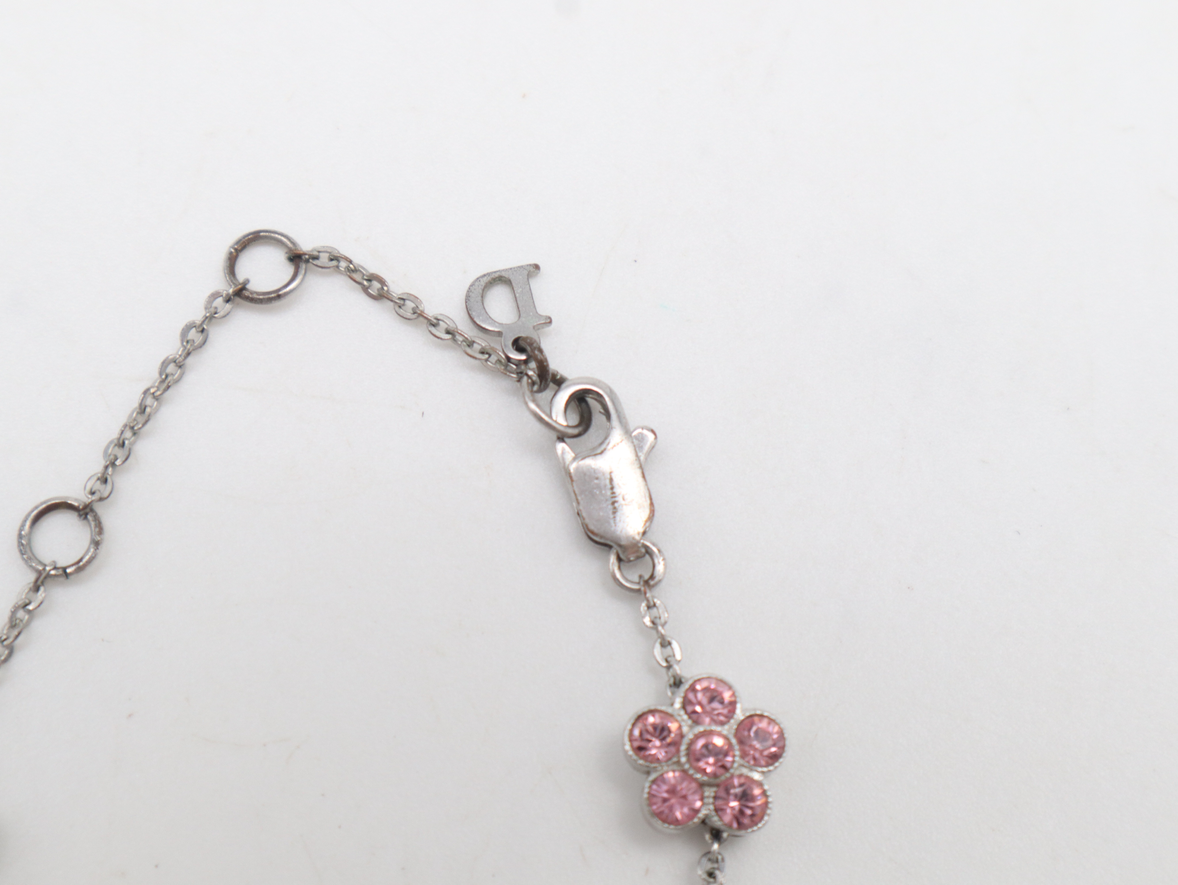 Flower Motif Pink Rhinestone Bracelet/Bangle — view 2