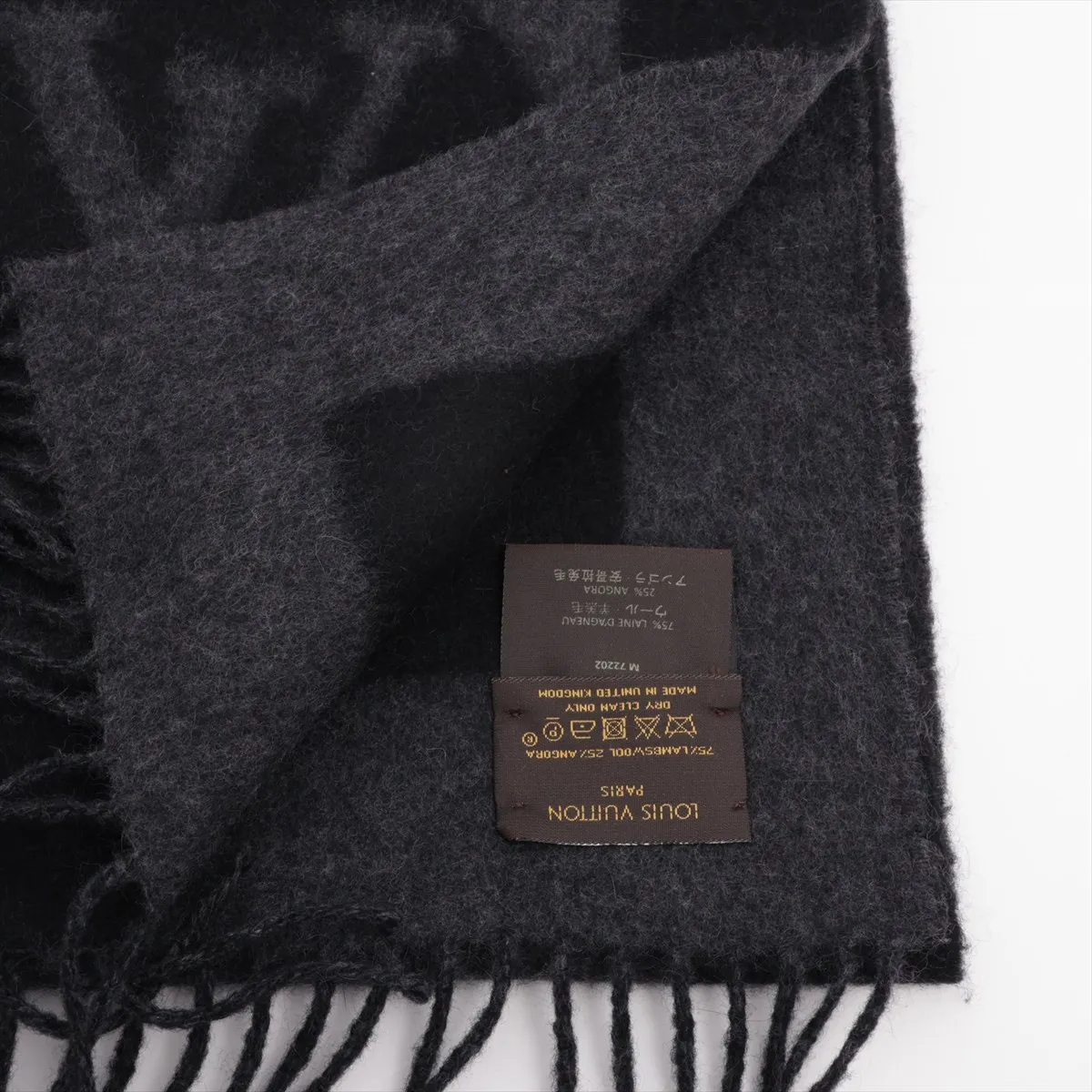 M72202 Echarpe Cardiff Scarf, Wool x Angora, Brown. Shows signs of wear, — view 2