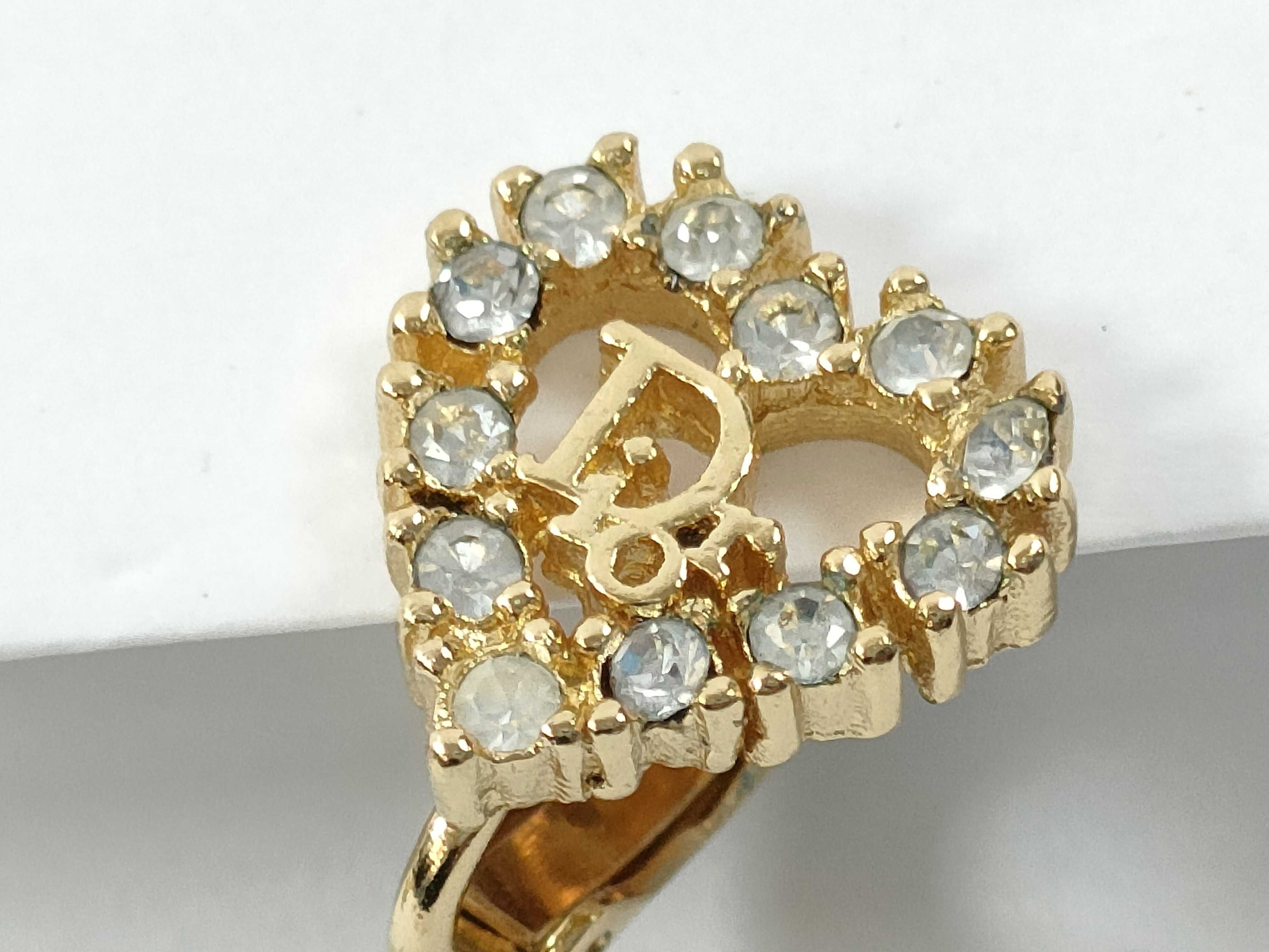 Logo Heart Rhinestone Gold Earrings — view 2
